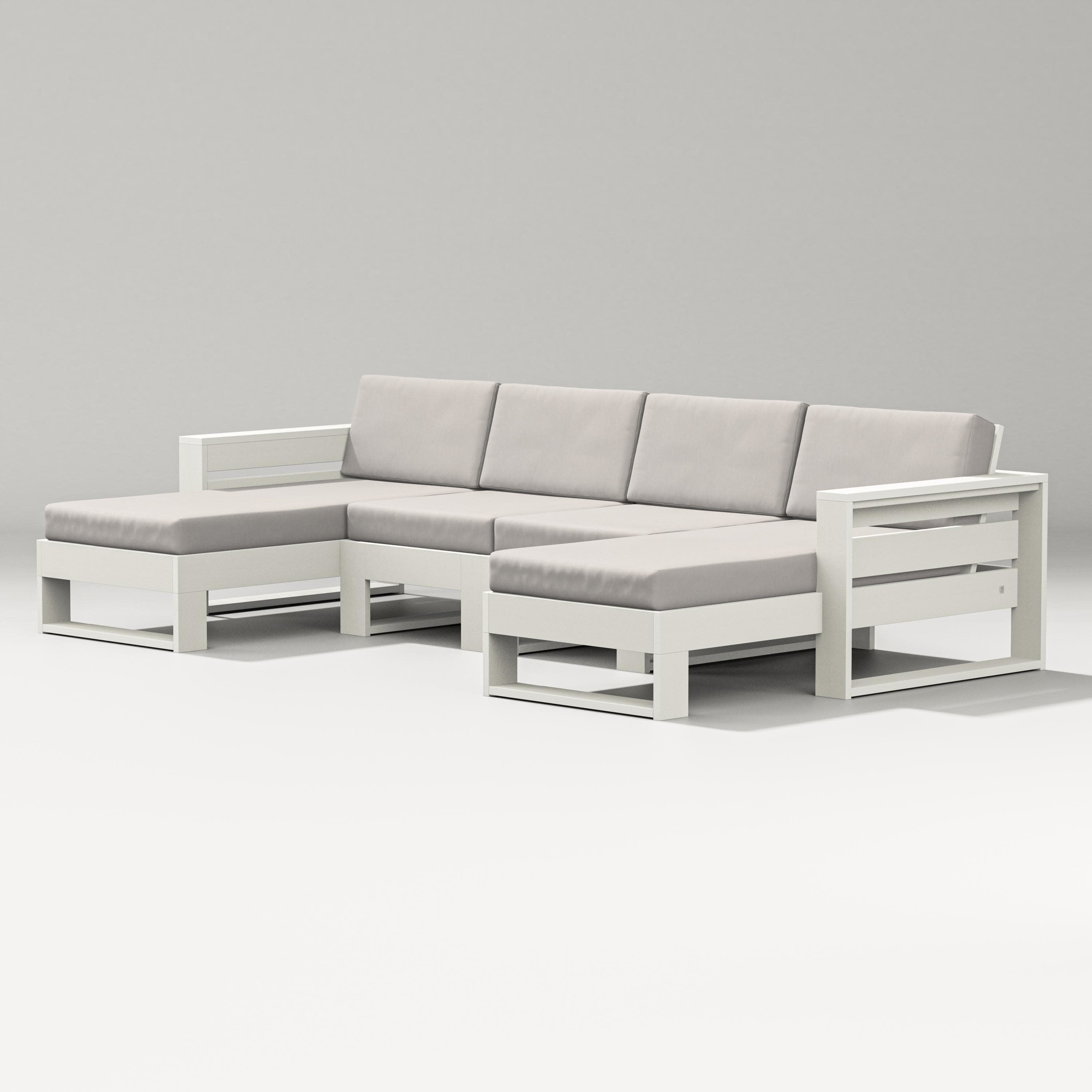 Latitude Double Chaise Sectional in Vintage White / Cast Ash