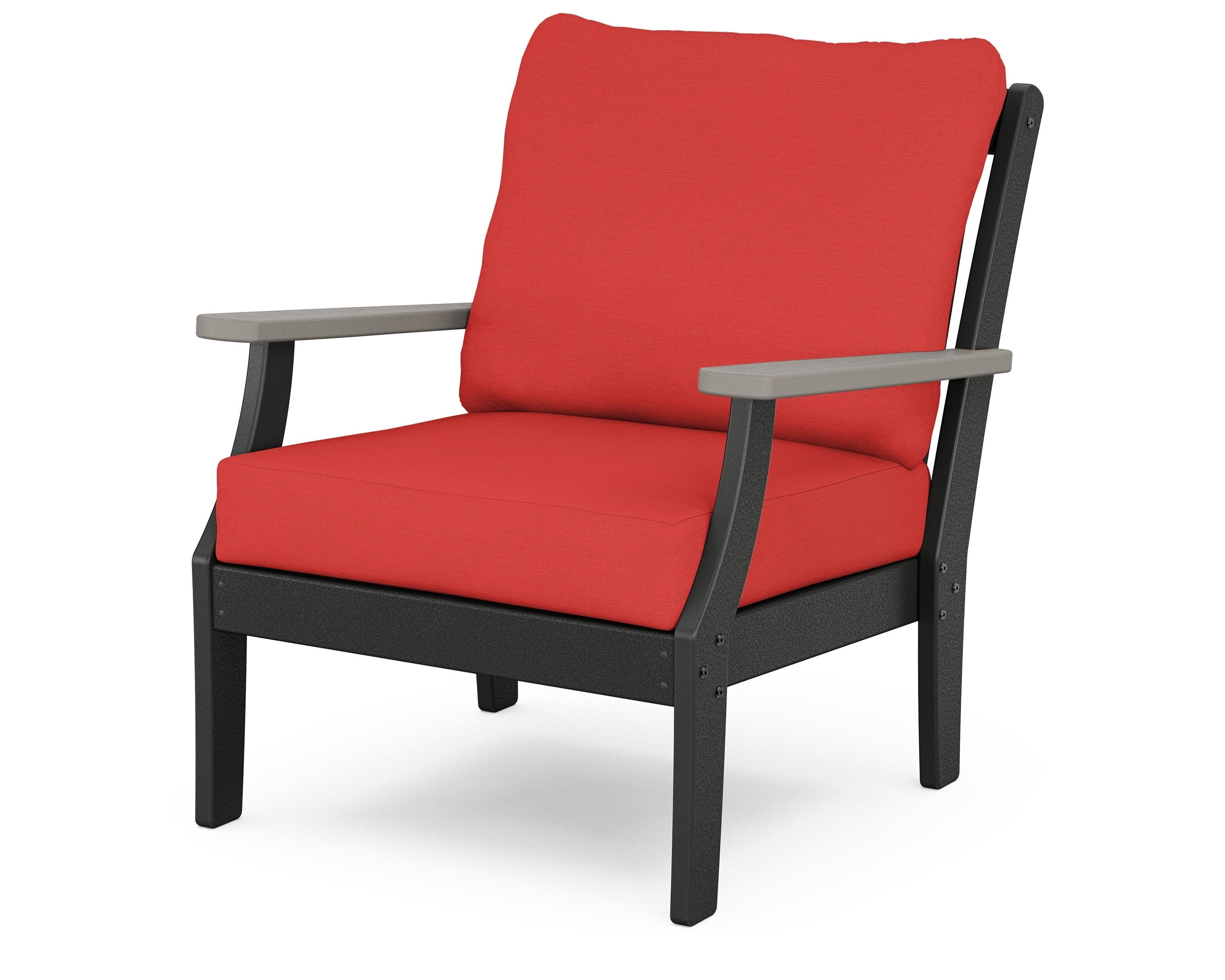 Braxton Deep Seating Chair in Black / Driftwood / Crimson Linen