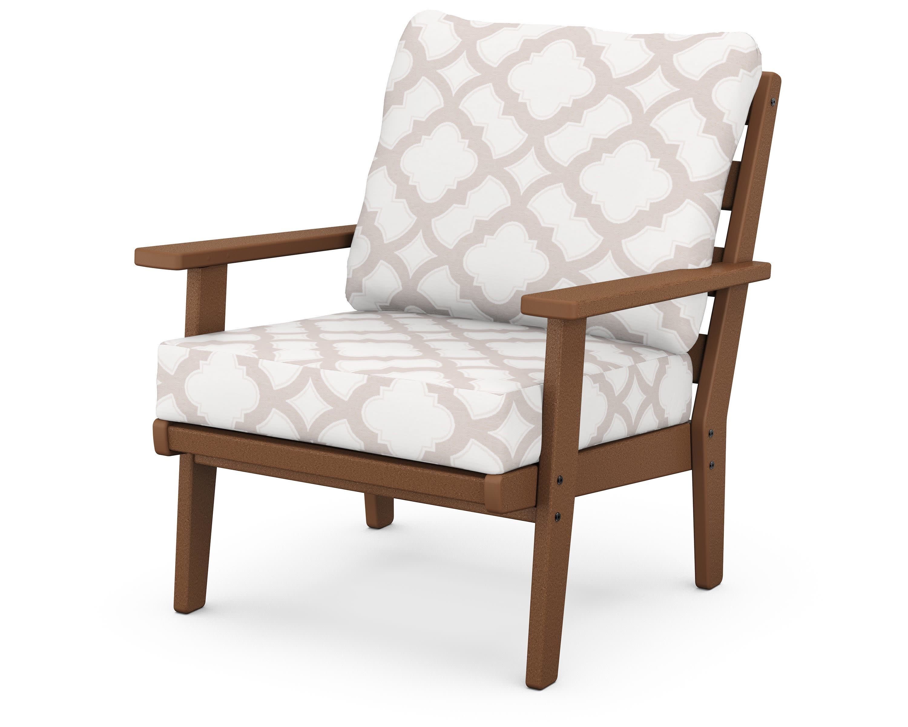 Grant Park Deep Seating Chair in Teak / Trellis Dune Burlap