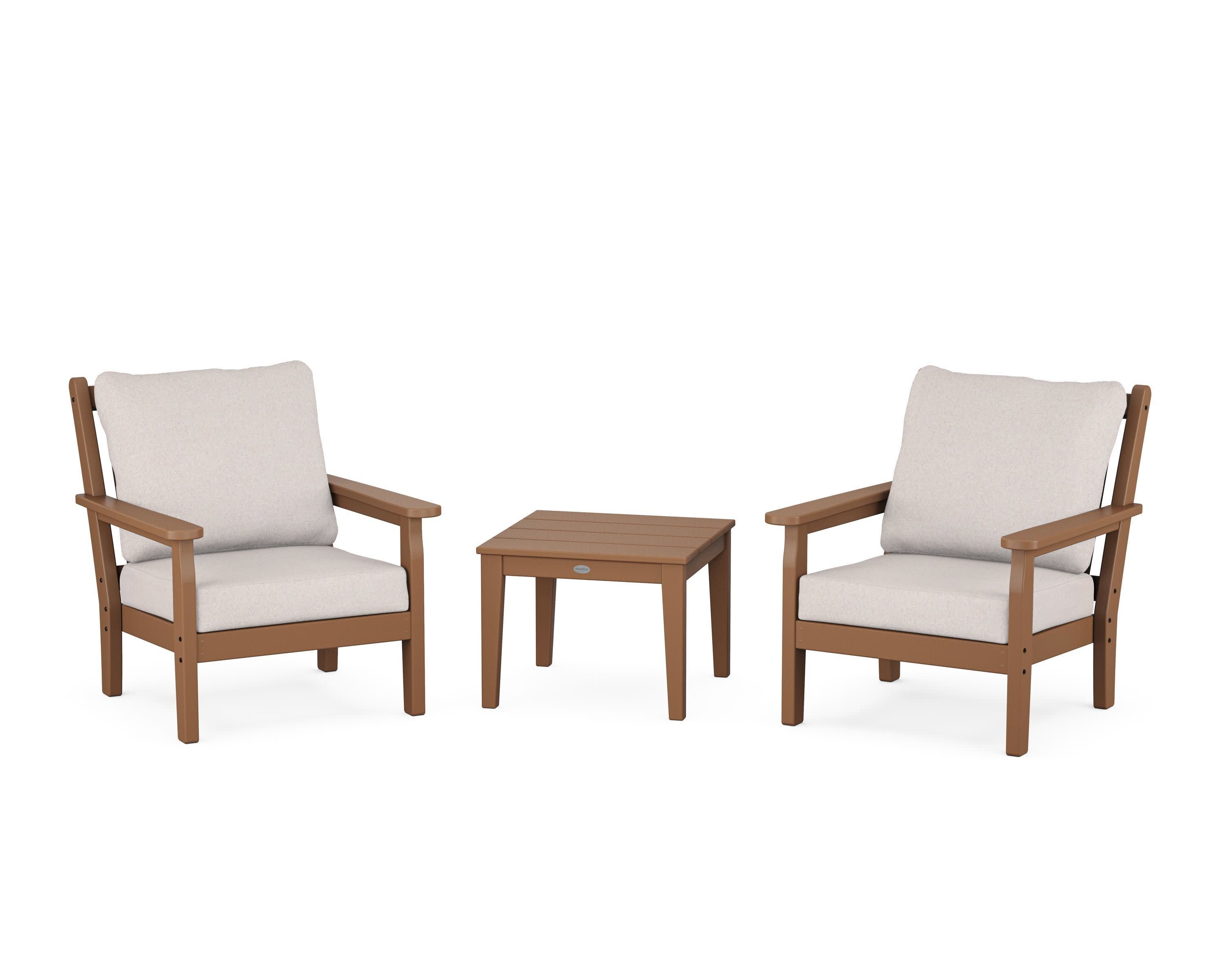 Chippendale 3-Piece Deep Seating Set in Teak / Dune Burlap
