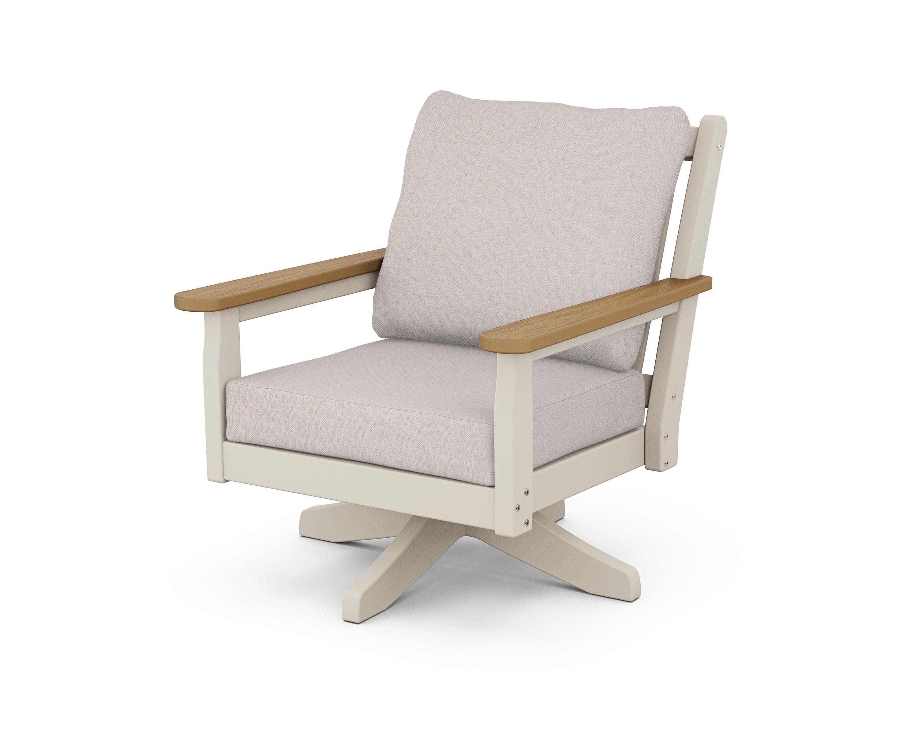 Chippendale Deep Seating Swivel Chair in Sand / Natural / Dune Burlap
