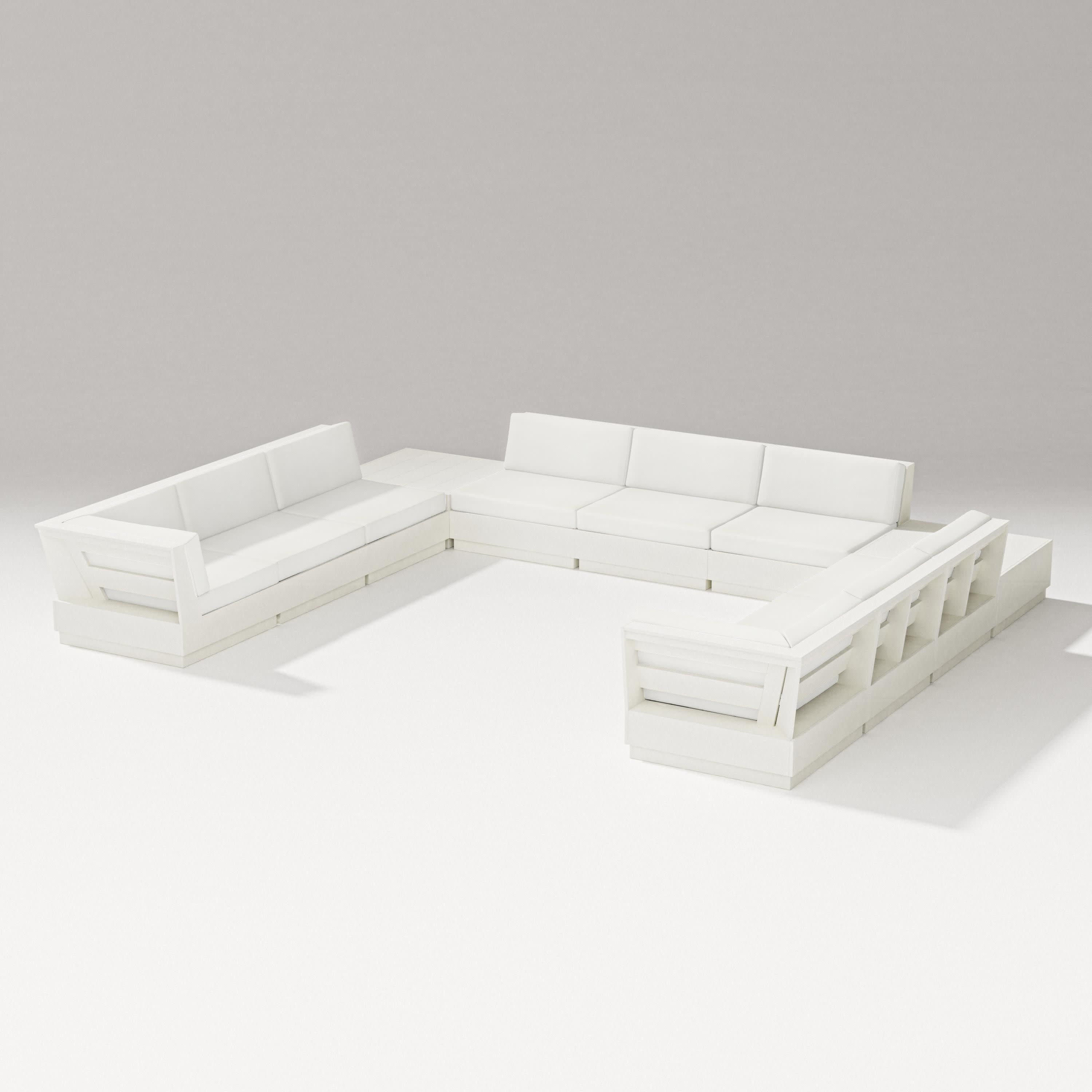 Elevate 11-Piece U-Shaped Sofa Sectional in Vintage White / Natural Linen