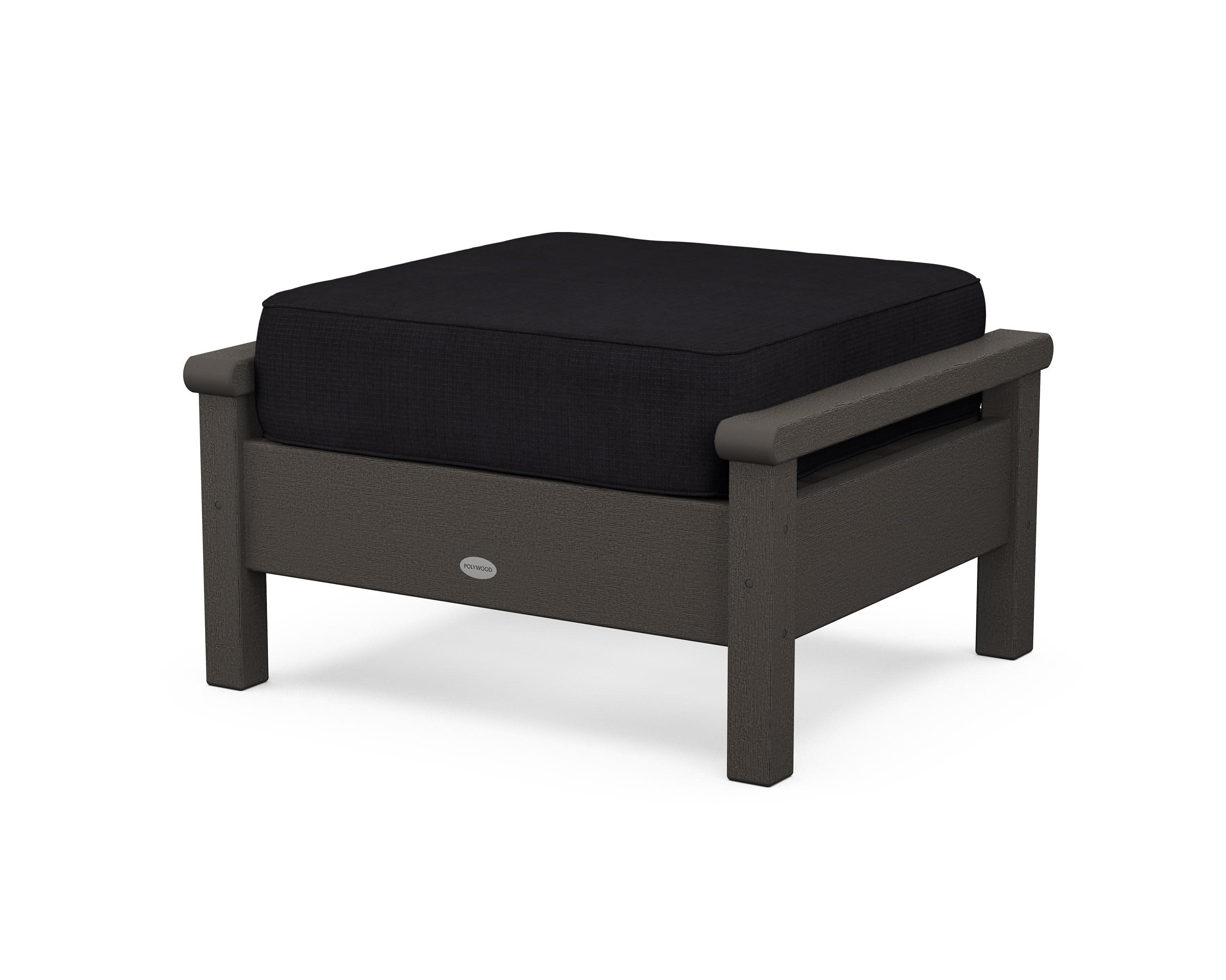 Harbour Deep Seating Ottoman in Vintage Coffee / Midnight Linen