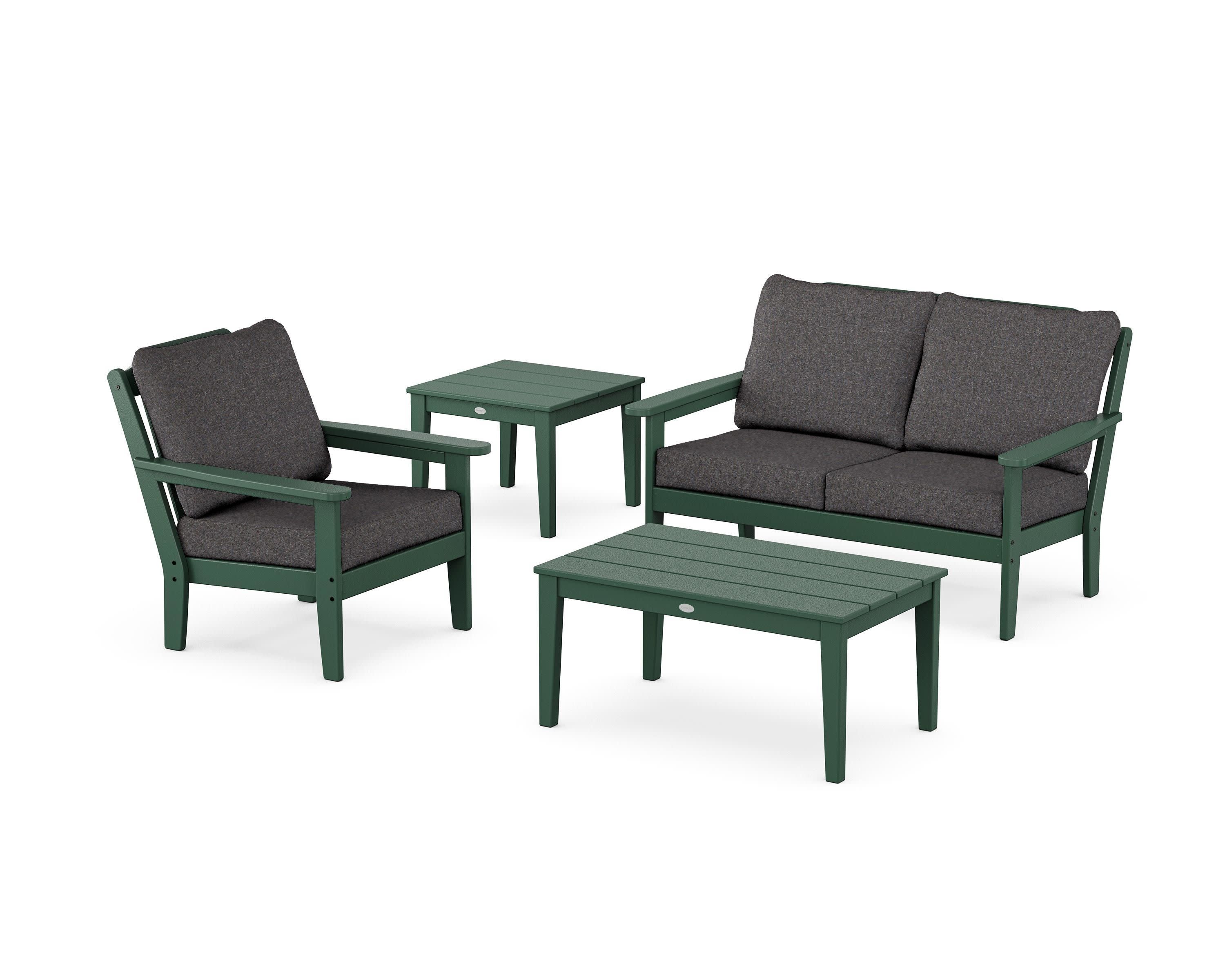 Wovendale 4-Piece Deep Seating Set in Green / Ash Charcoal