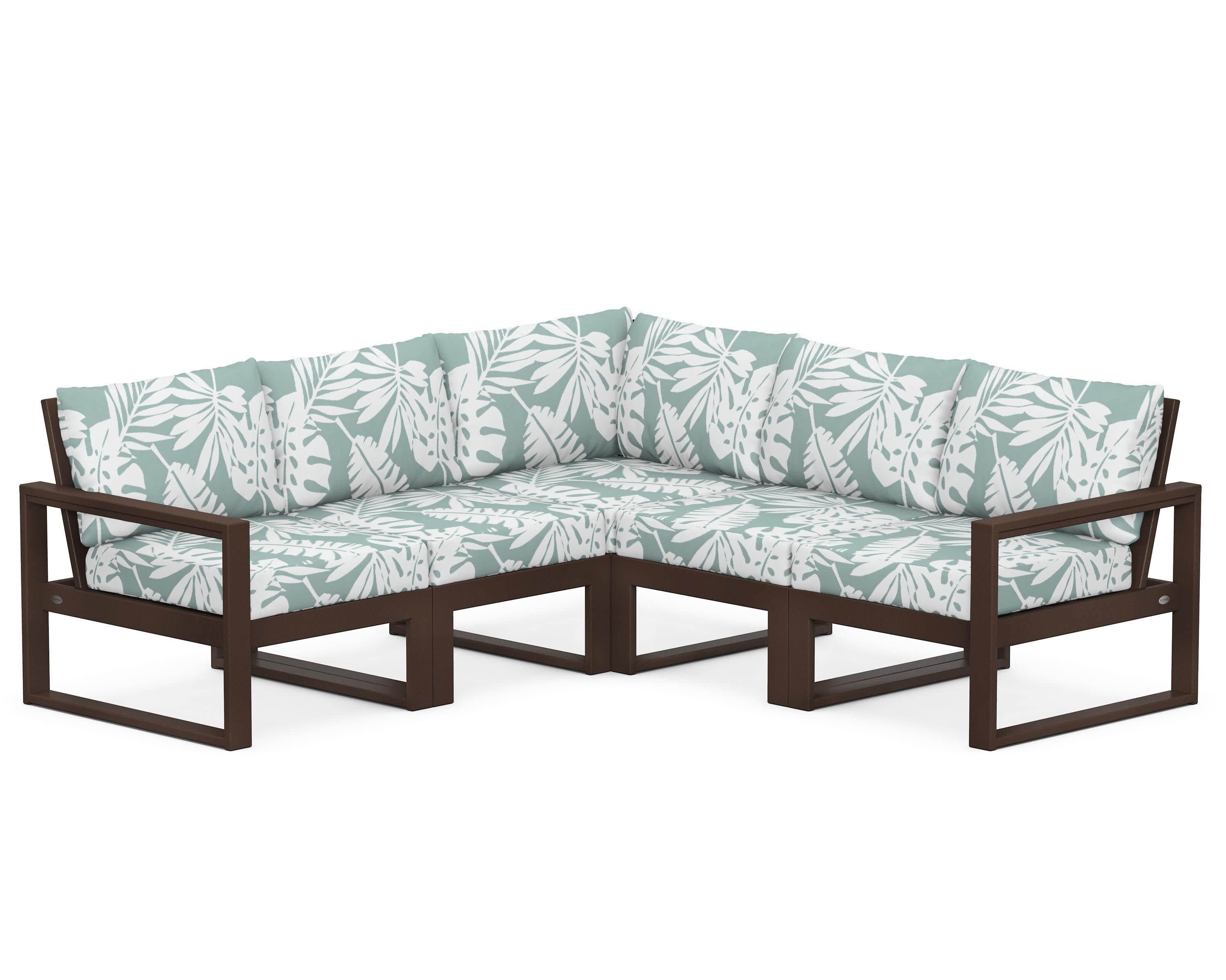 EDGE 5-Piece Modular Deep Seating Set in Mahogany / Leaf Glacier Spa