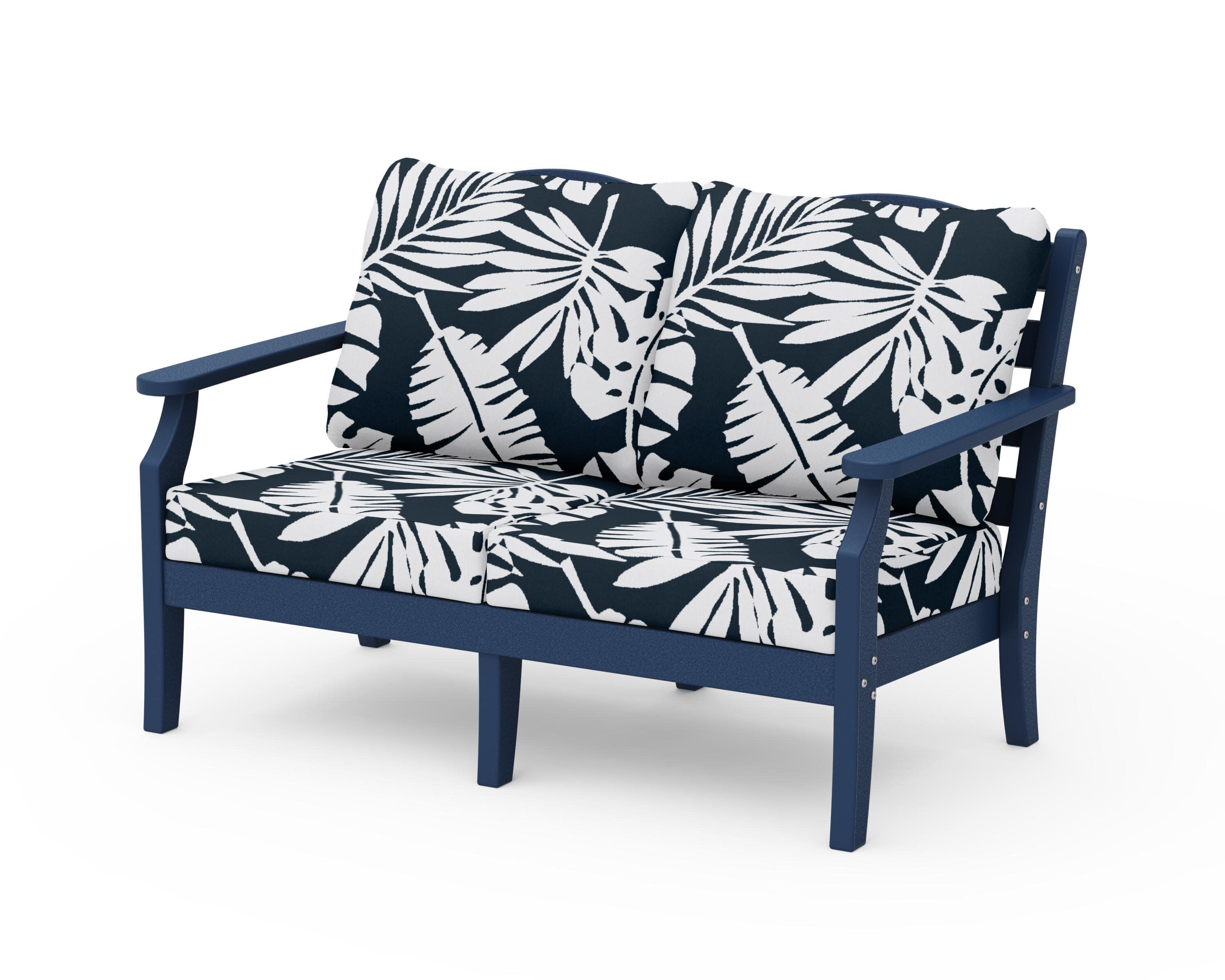 Savannah Deep Seating Loveseat in Navy / Leaf Marine Indigo