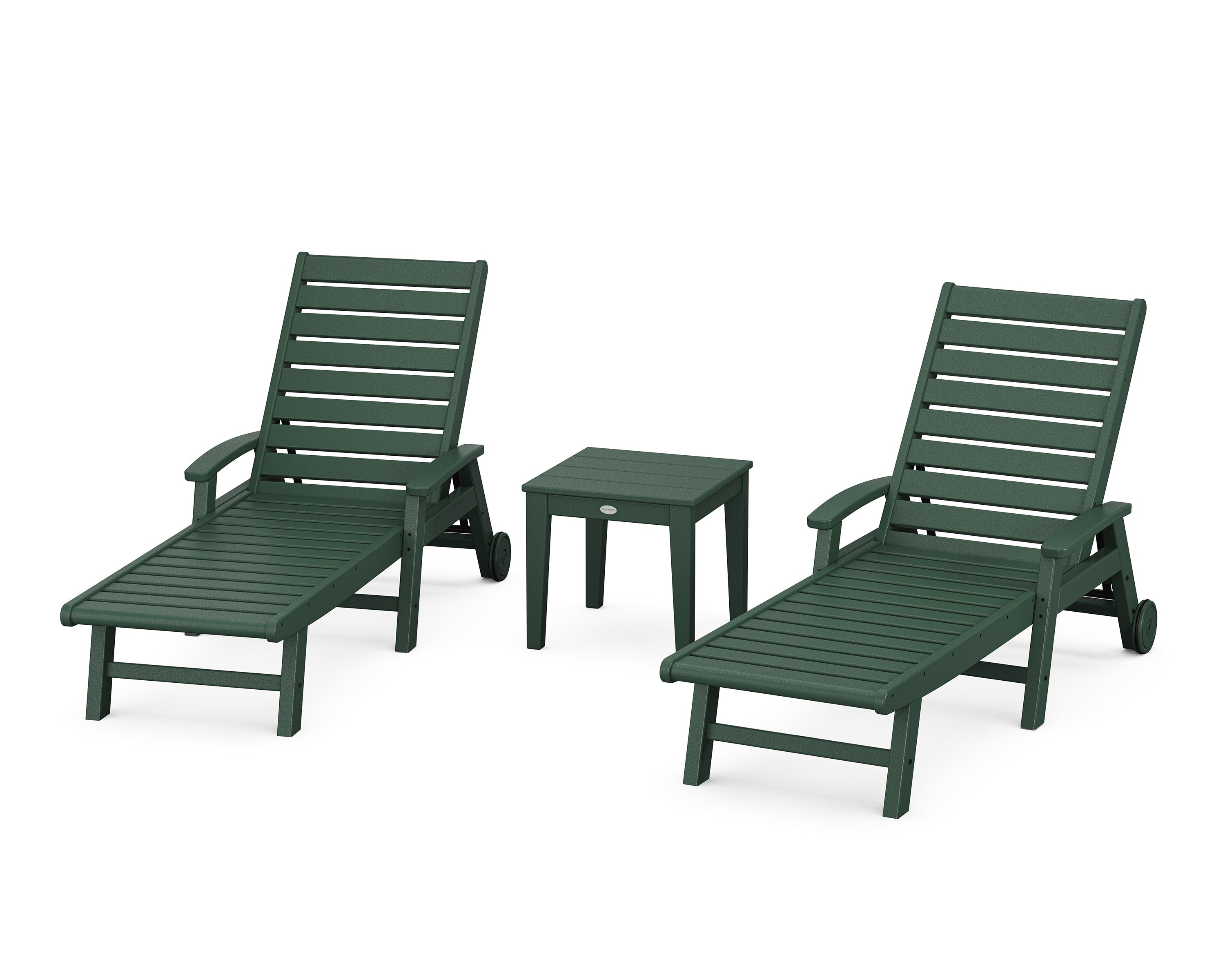 Signature Chaise 3-Piece Set with Wheels in Green