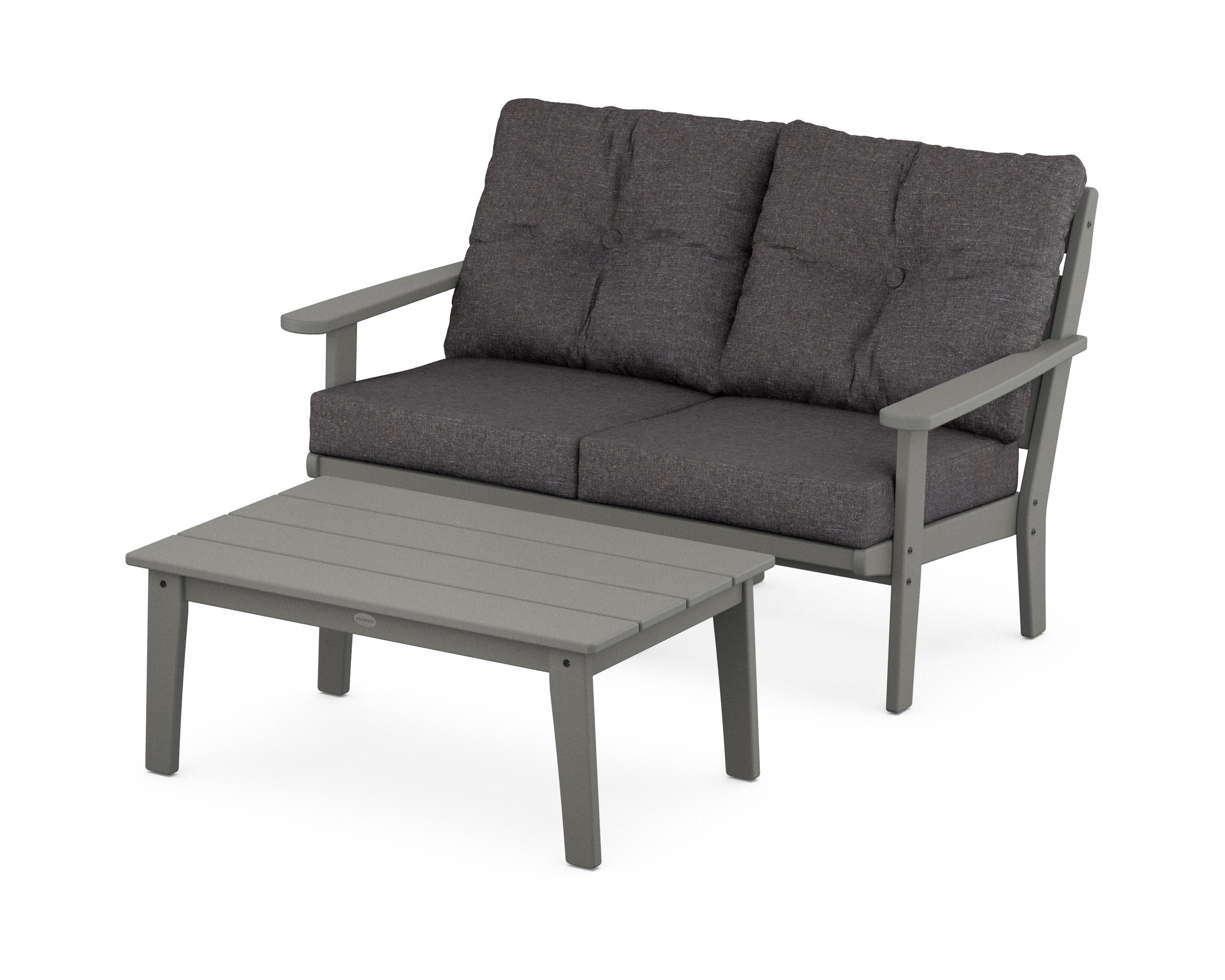 Lakeside 2-Piece Lounge Loveseat Set in Slate Grey / Ash Charcoal