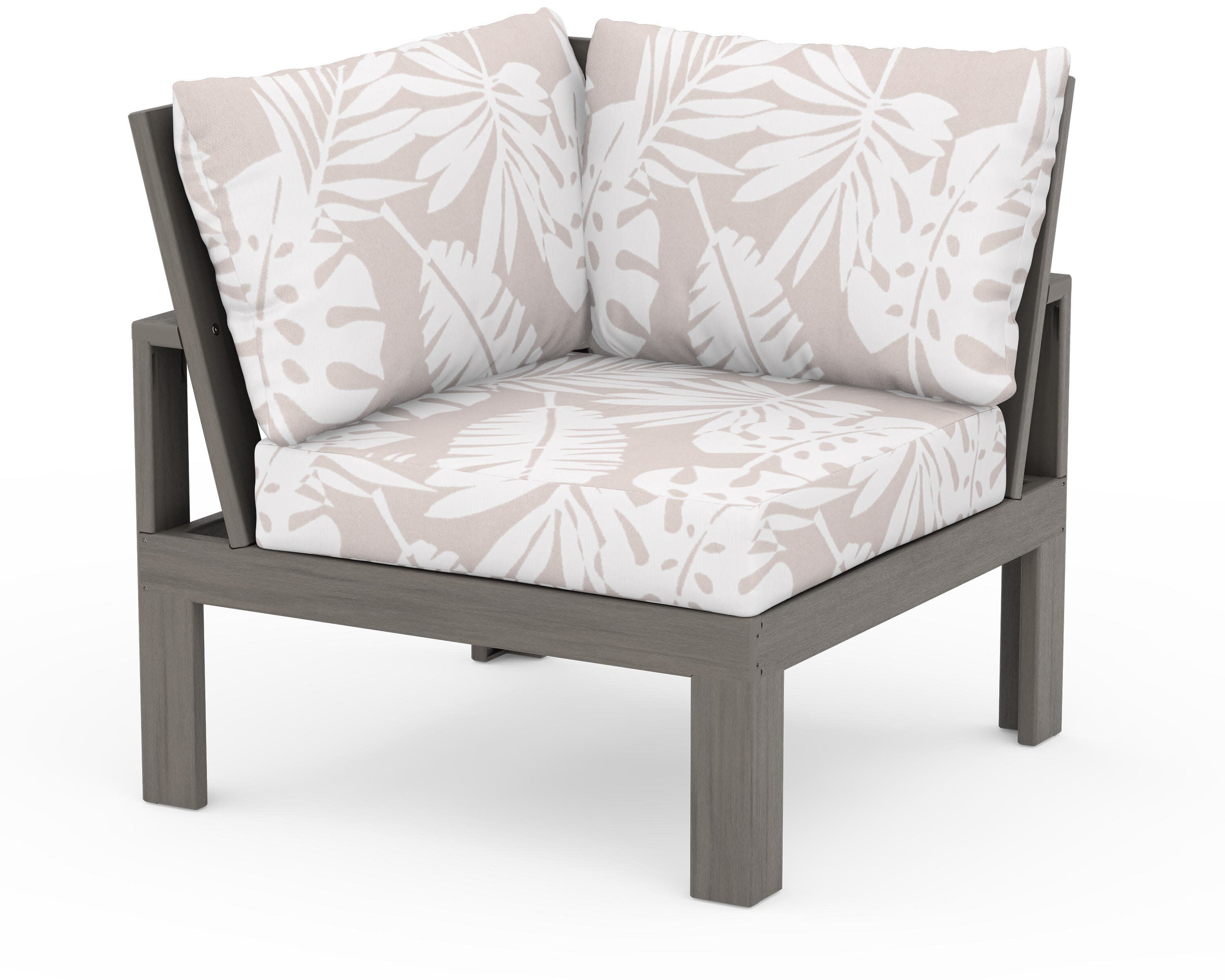 Modular Corner Chair in Driftwood / Leaf Dune Burlap