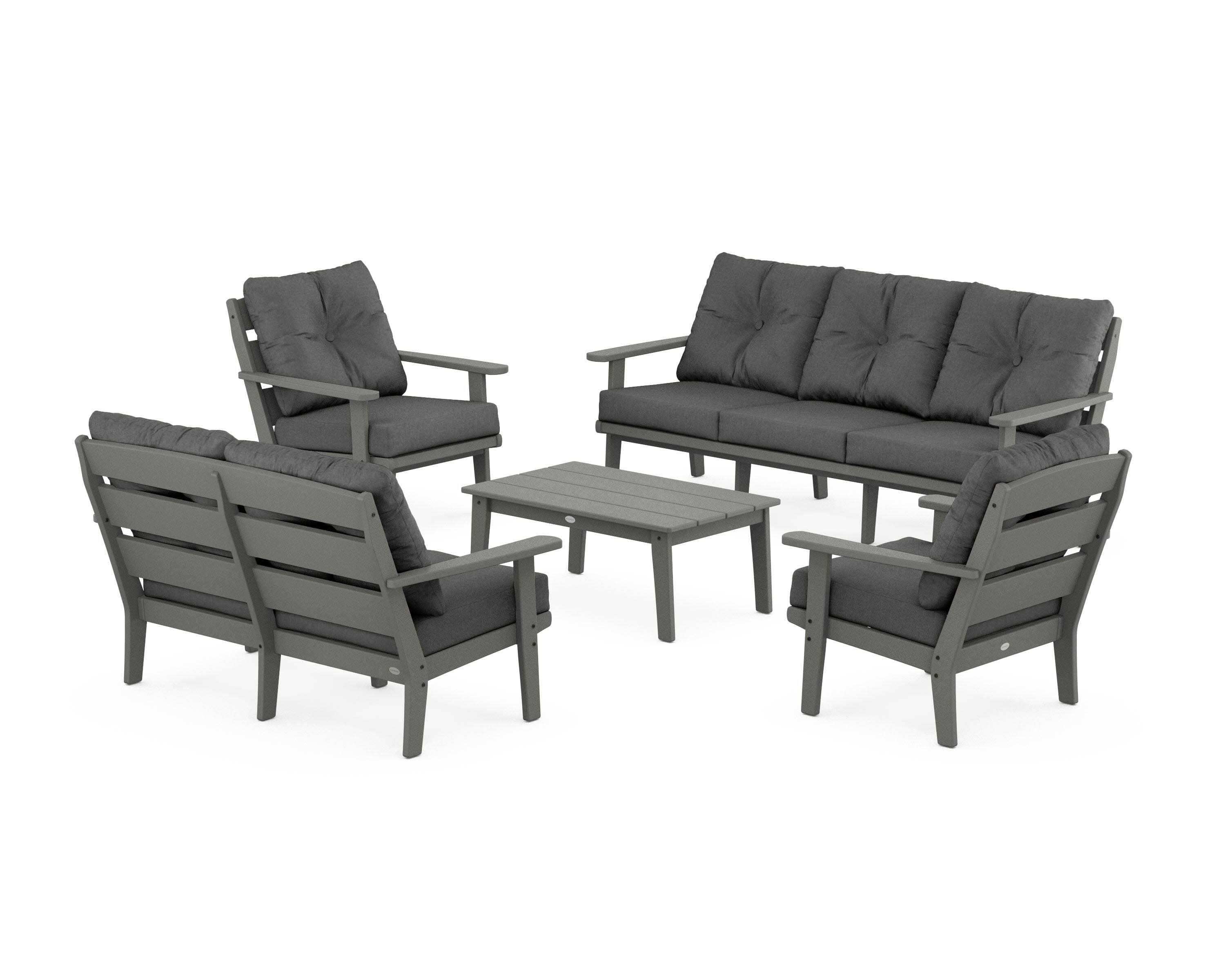 Lakeside 5-Piece Lounge Sofa Set in Slate Grey / Spectrum Carbon