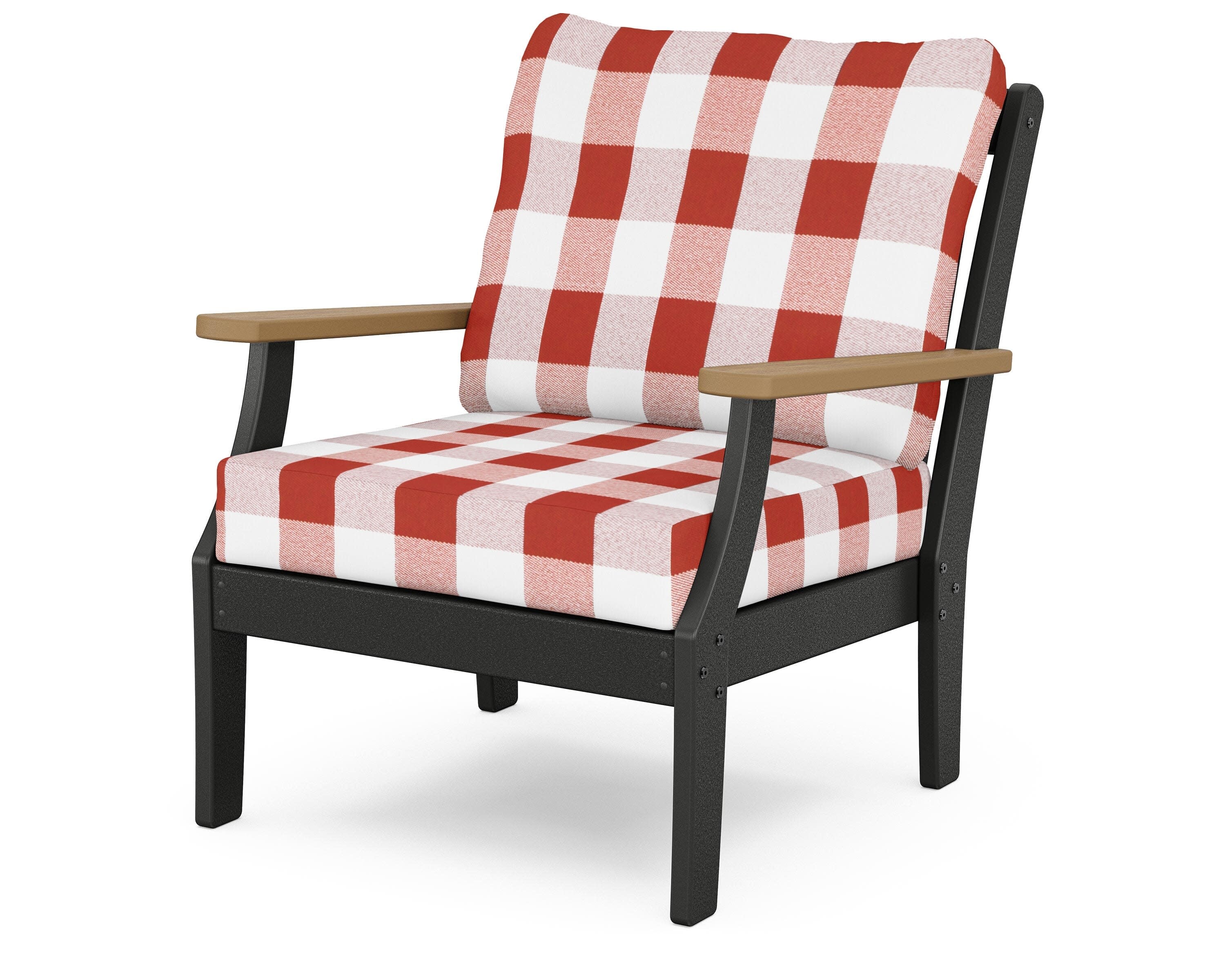 Braxton Deep Seating Chair in Black / Natural / Buffalo Plaid Crimson