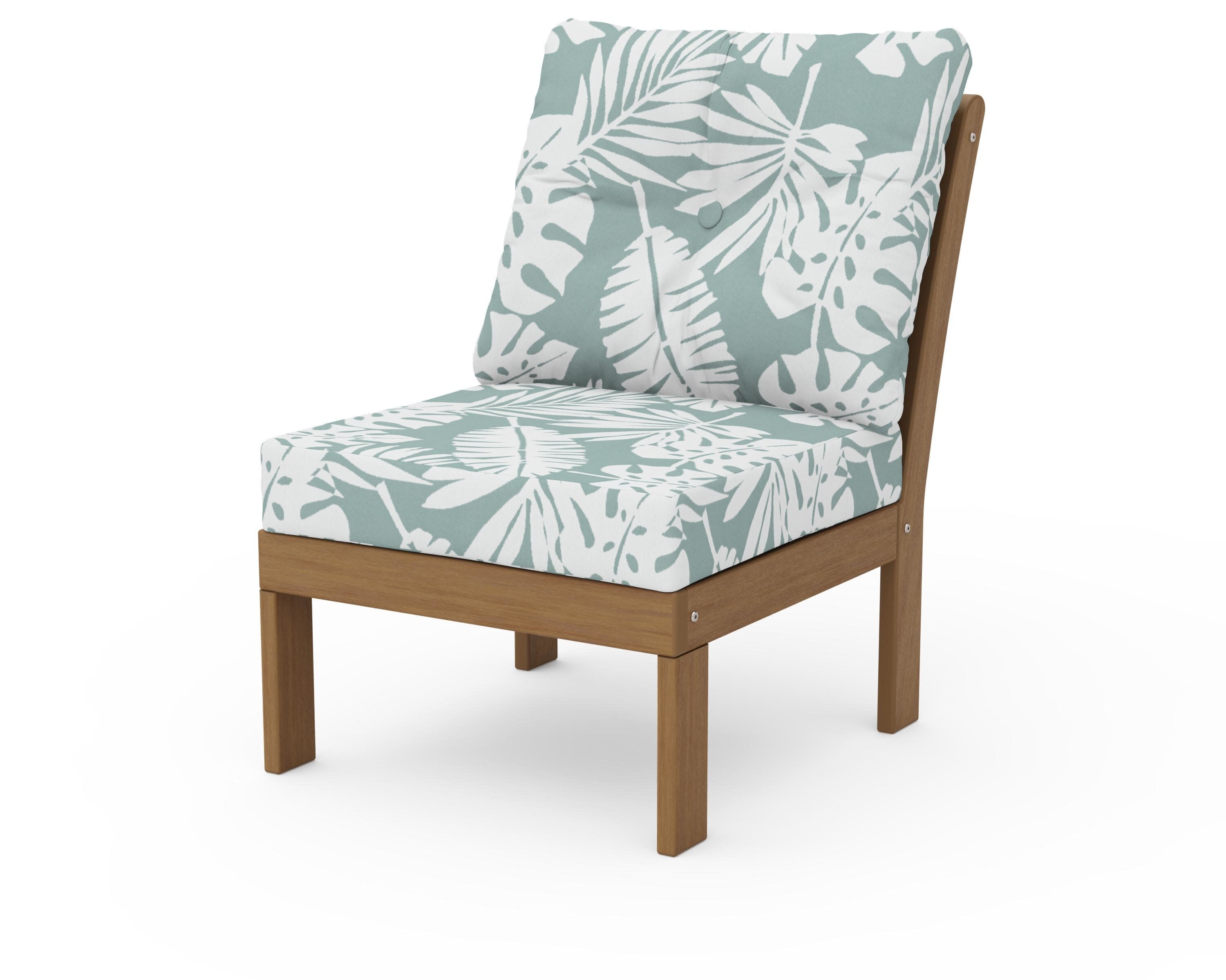 Vineyard Modular Armless Chair in Natural / Leaf Glacier Spa