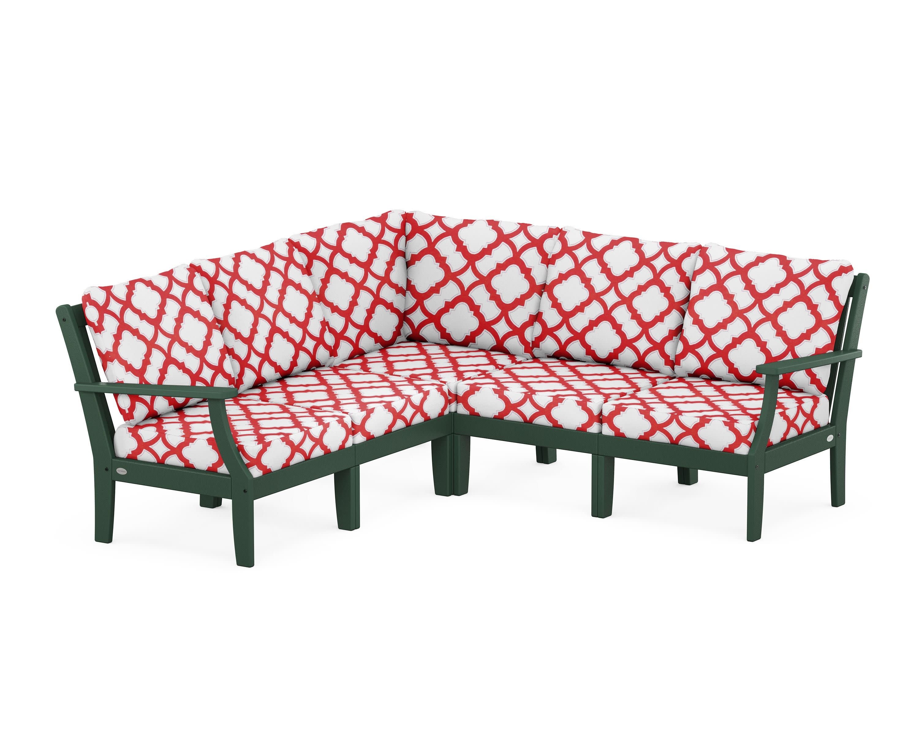 Braxton Modular 5-Piece Deep Seating Set in Green / Trellis Crimson