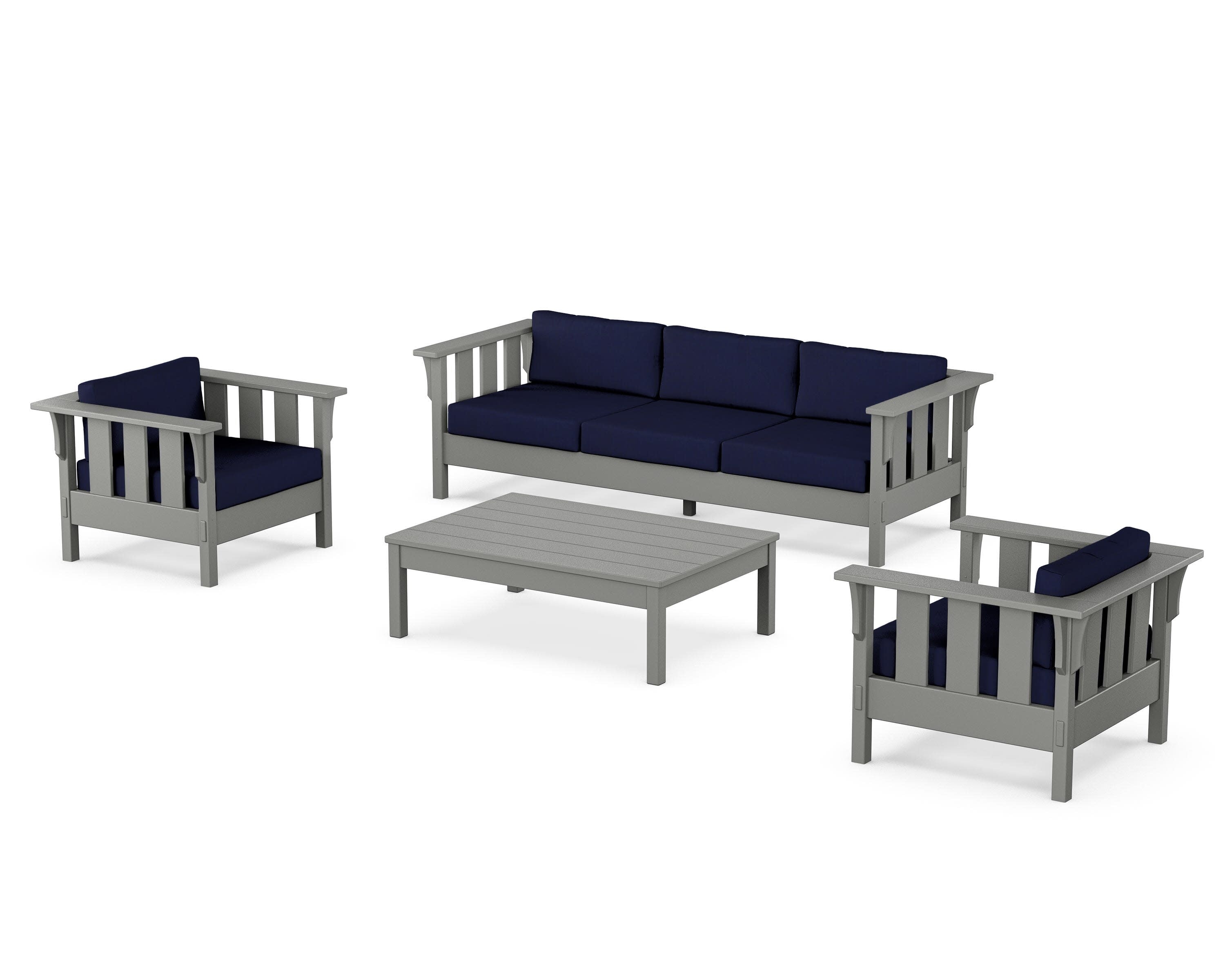 Acadia 4-Piece Deep Seating Set with Sofa in Slate Grey / Navy