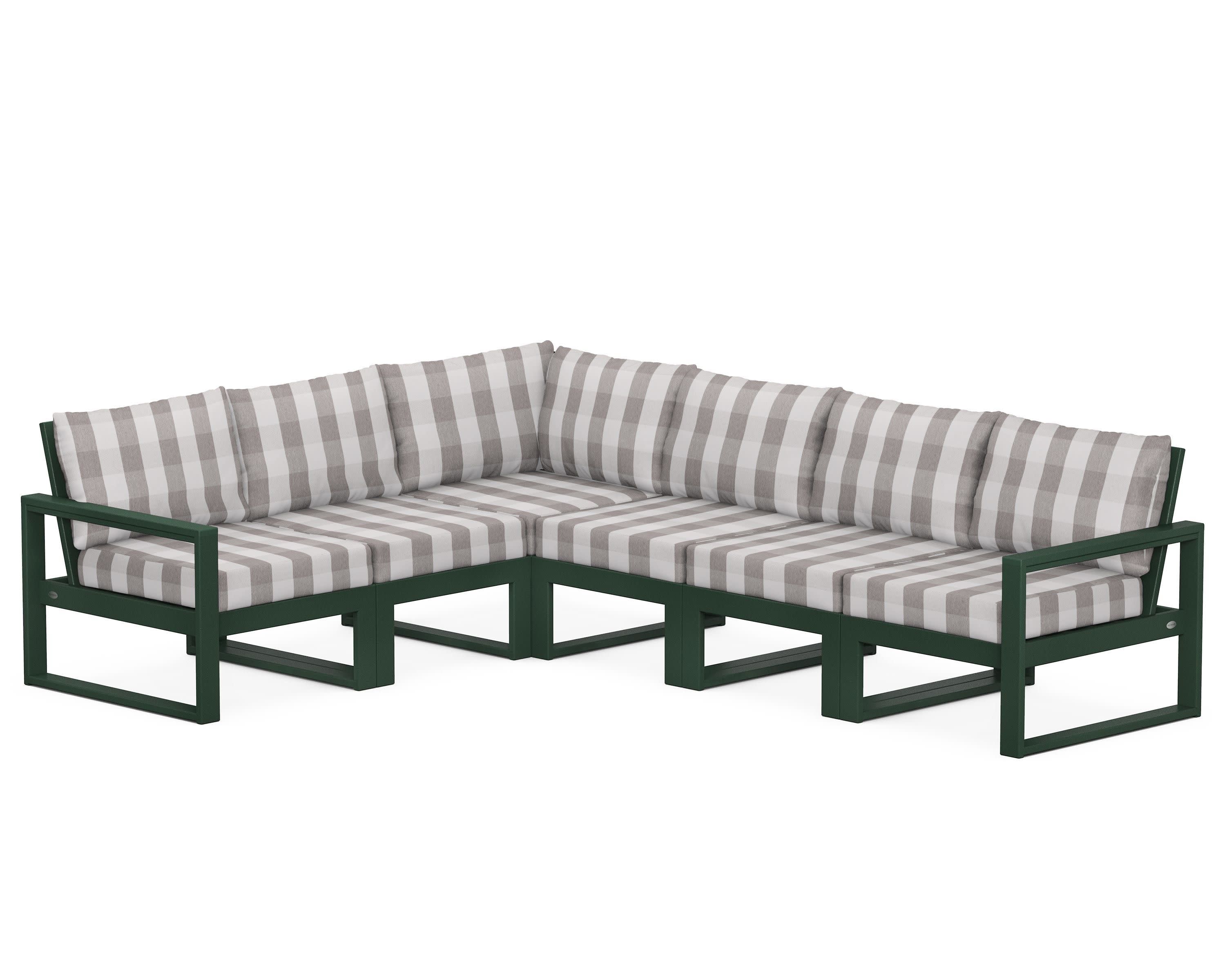 EDGE 6-Piece Modular Deep Seating Set in Green / Buffalo Plaid Grey Mist