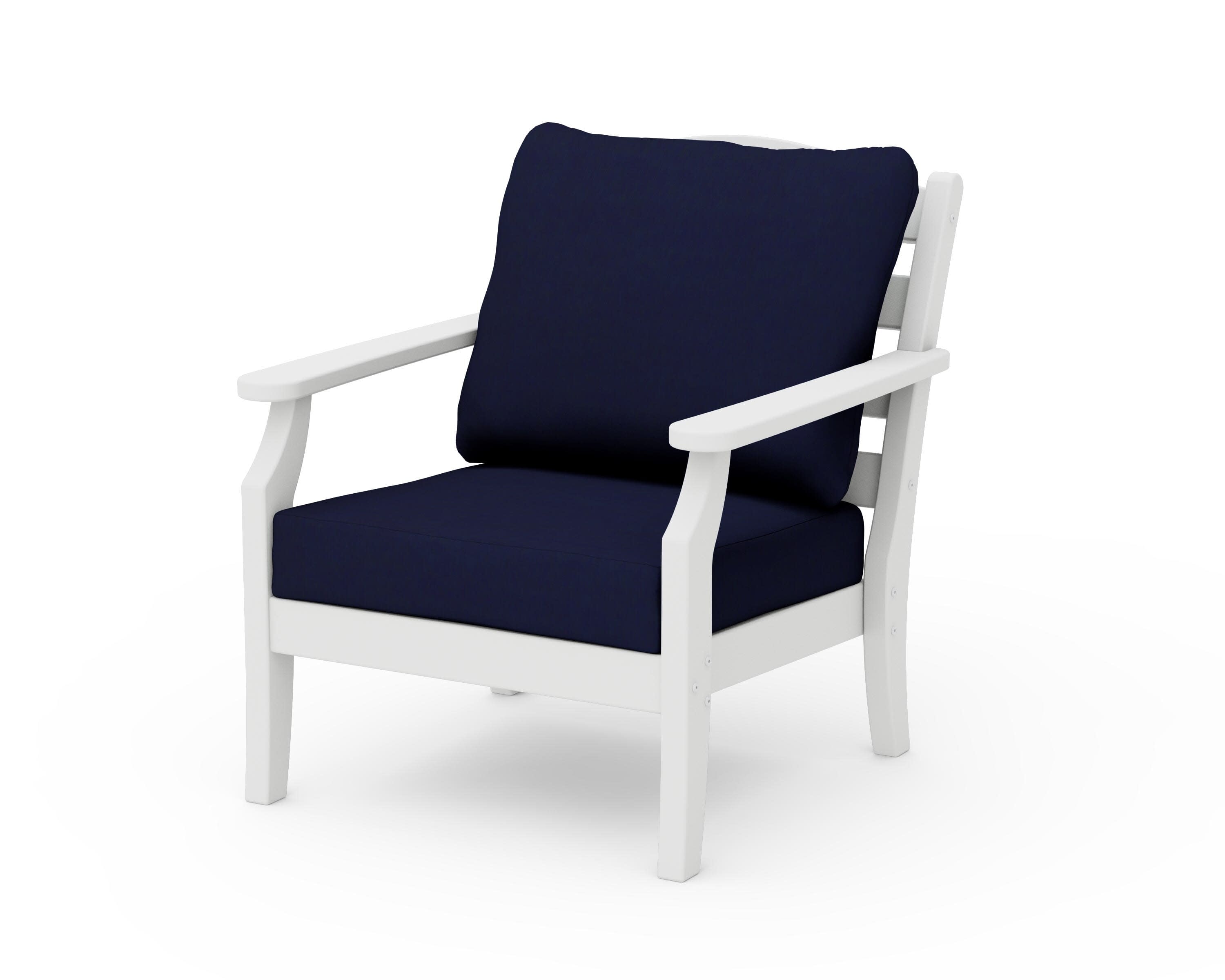 Savannah Deep Seating Chair in White / Navy
