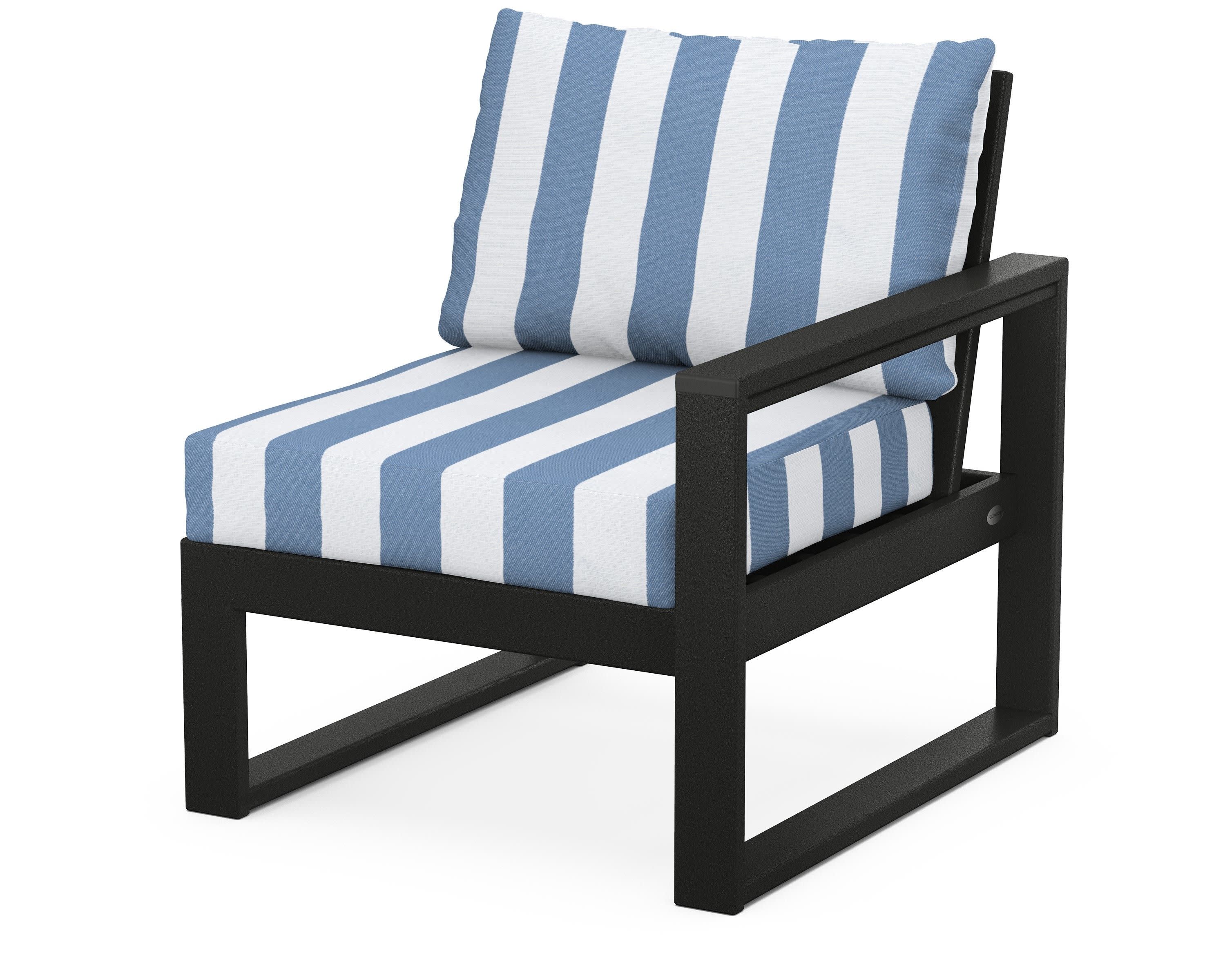 EDGE Modular Right Arm Chair in Black / Cabana Stripe Sky Blue