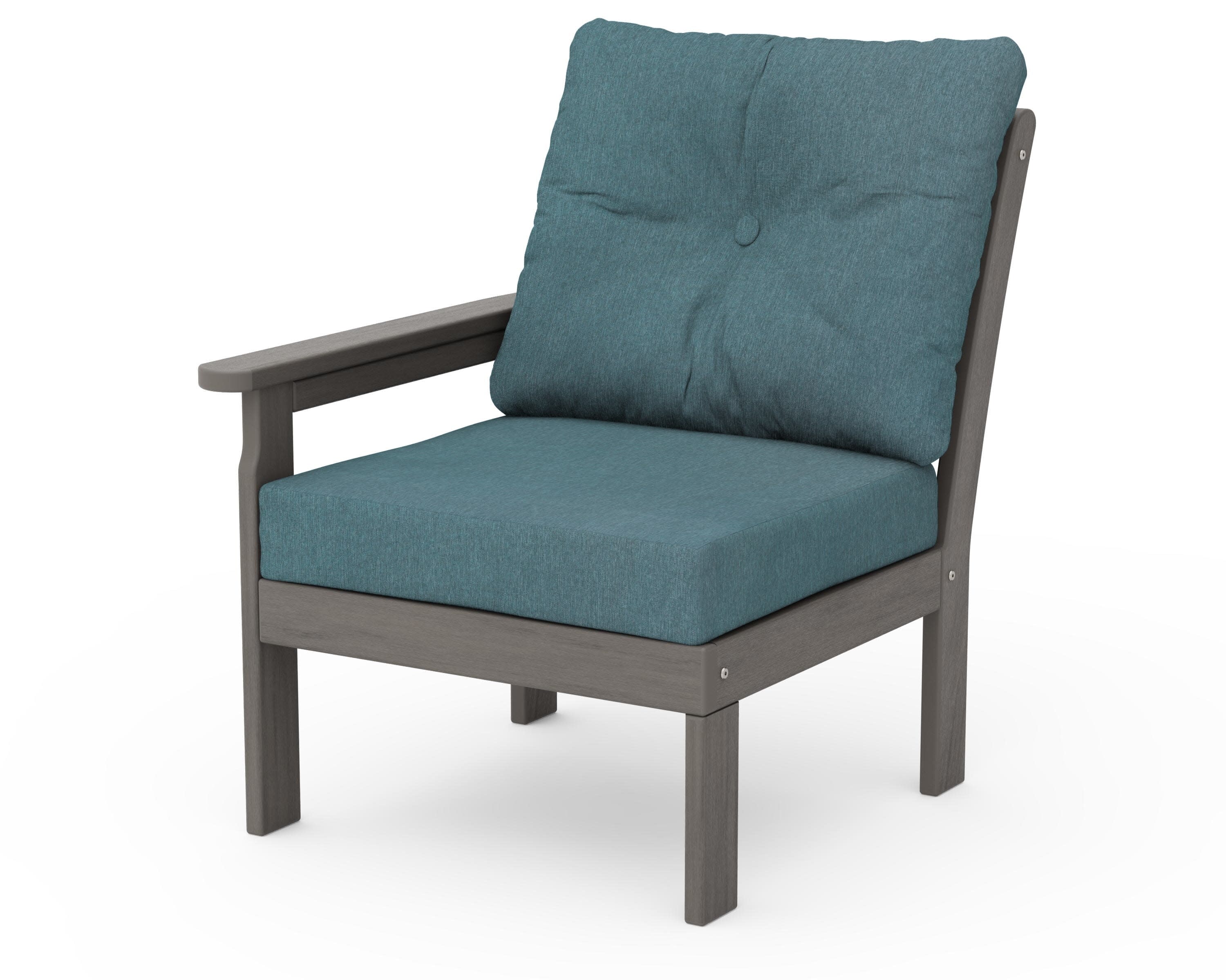 Vineyard Modular Left Arm Chair in Driftwood / Ocean Teal