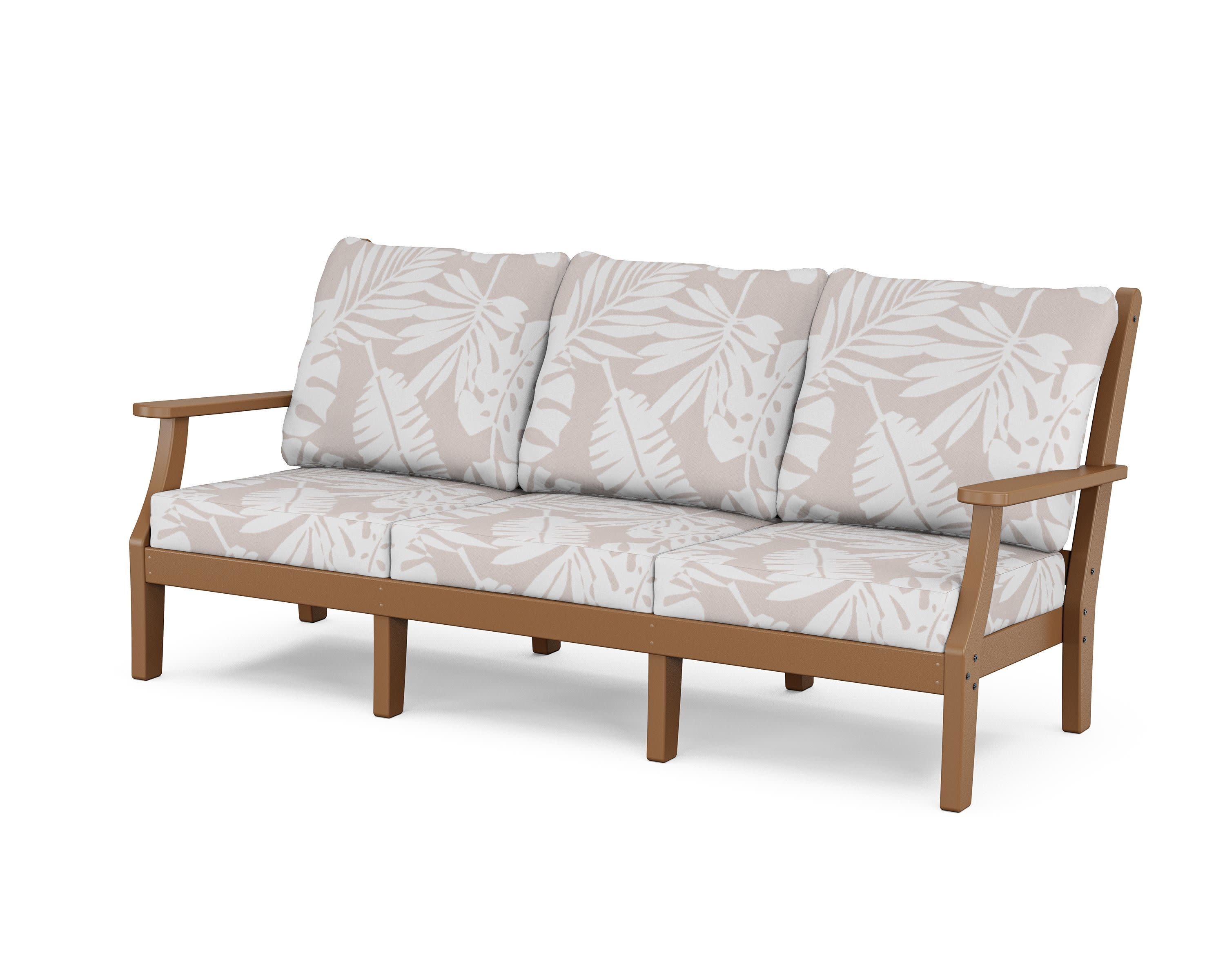 Wovendale Deep Seating Sofa in Teak / Leaf Dune Burlap