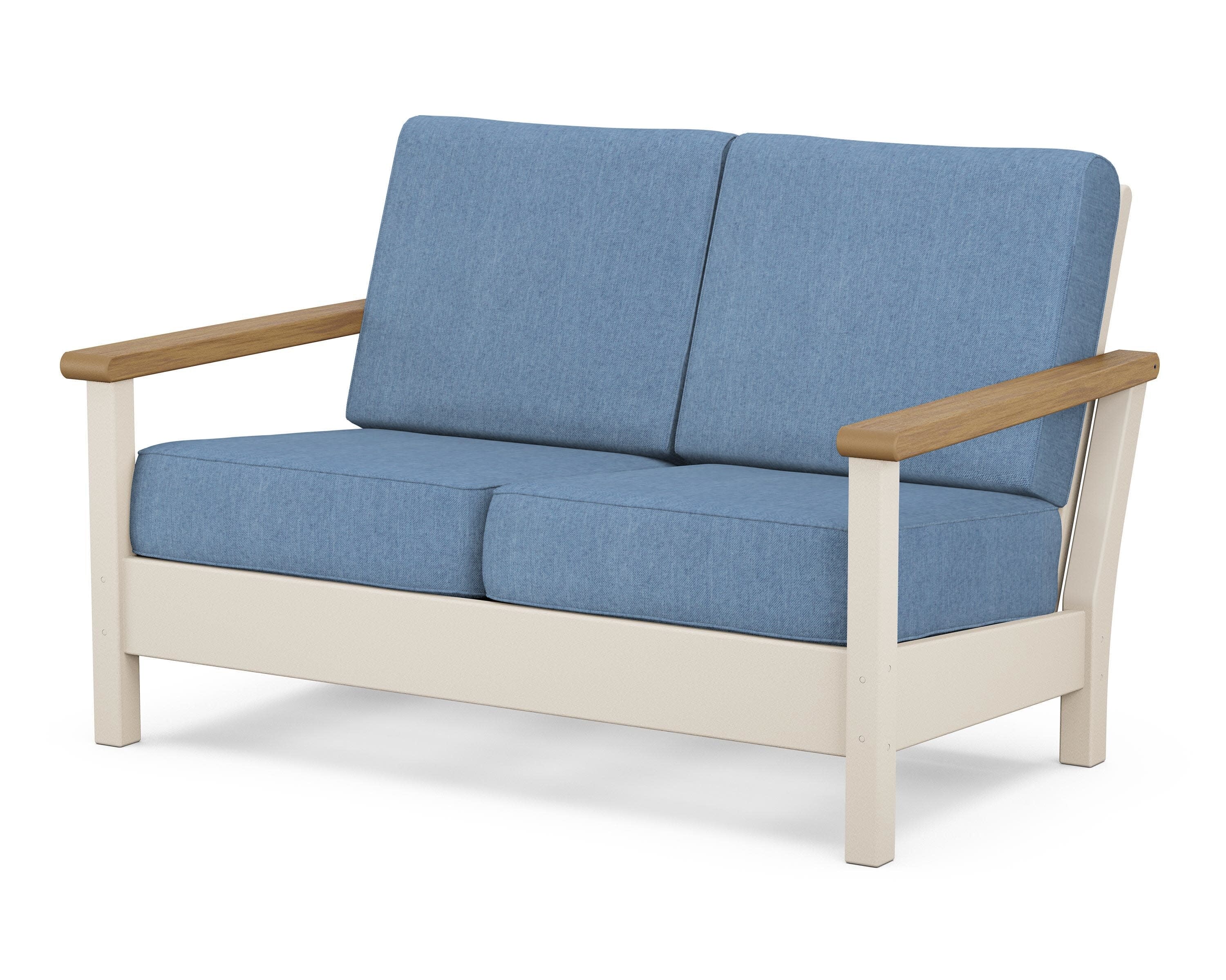Harbour Deep Seating Loveseat in Sand / Natural / Sky Blue