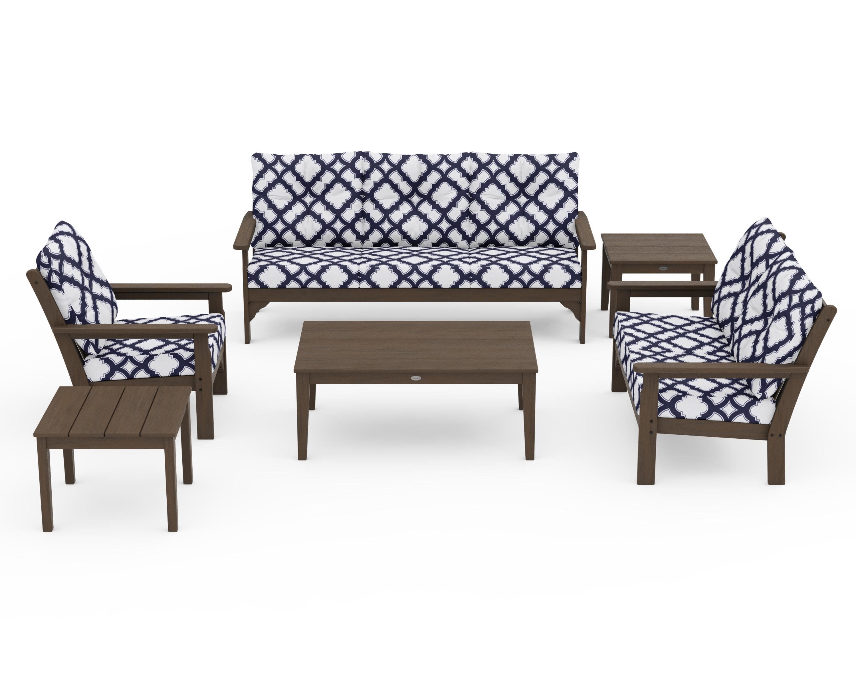 Vineyard 6-Piece Deep Seating Set in Kona / Trellis Navy