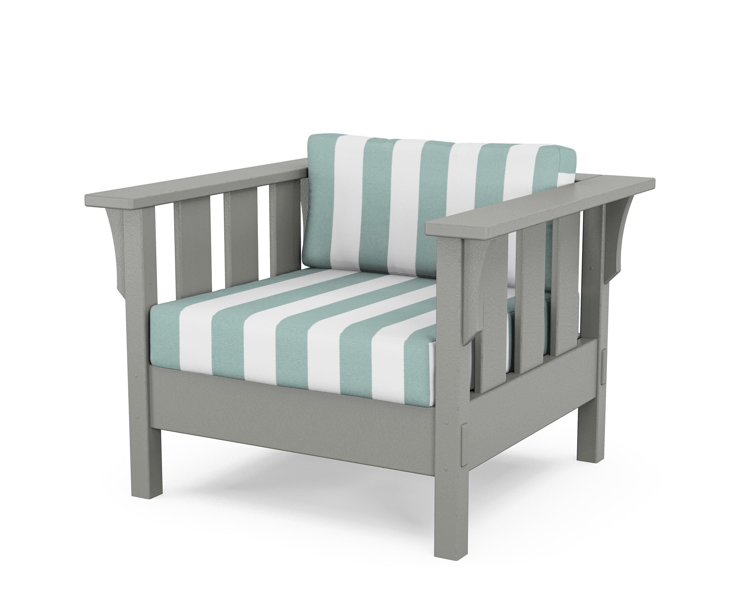 Acadia Deep Seating Chair in Slate Grey / Cabana Stripe Glacier Spa
