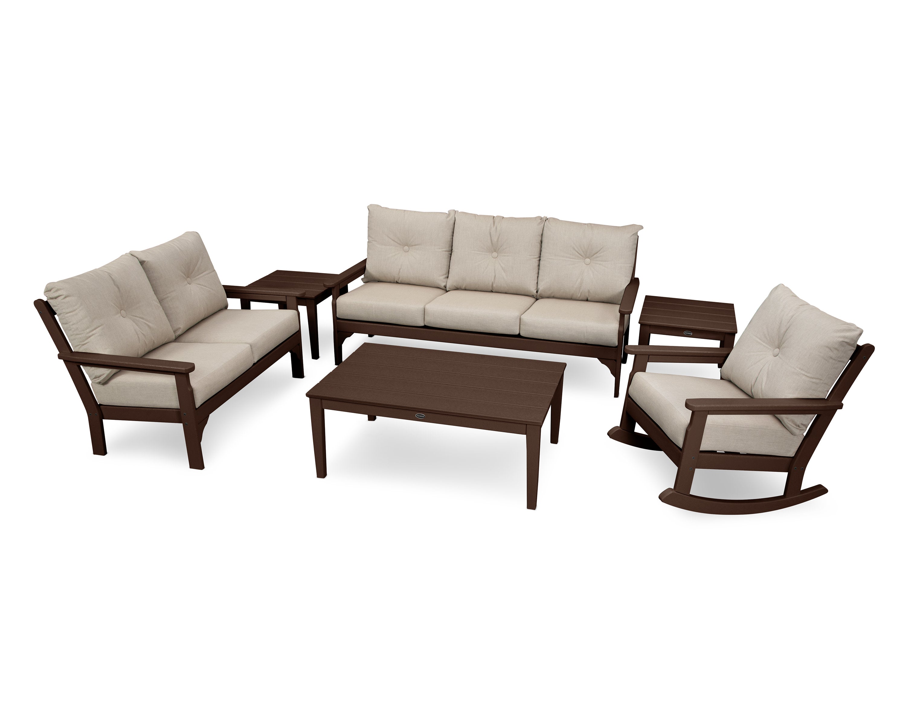 Vineyard 6-Piece Deep Seating Set in Mahogany / Cast Ash