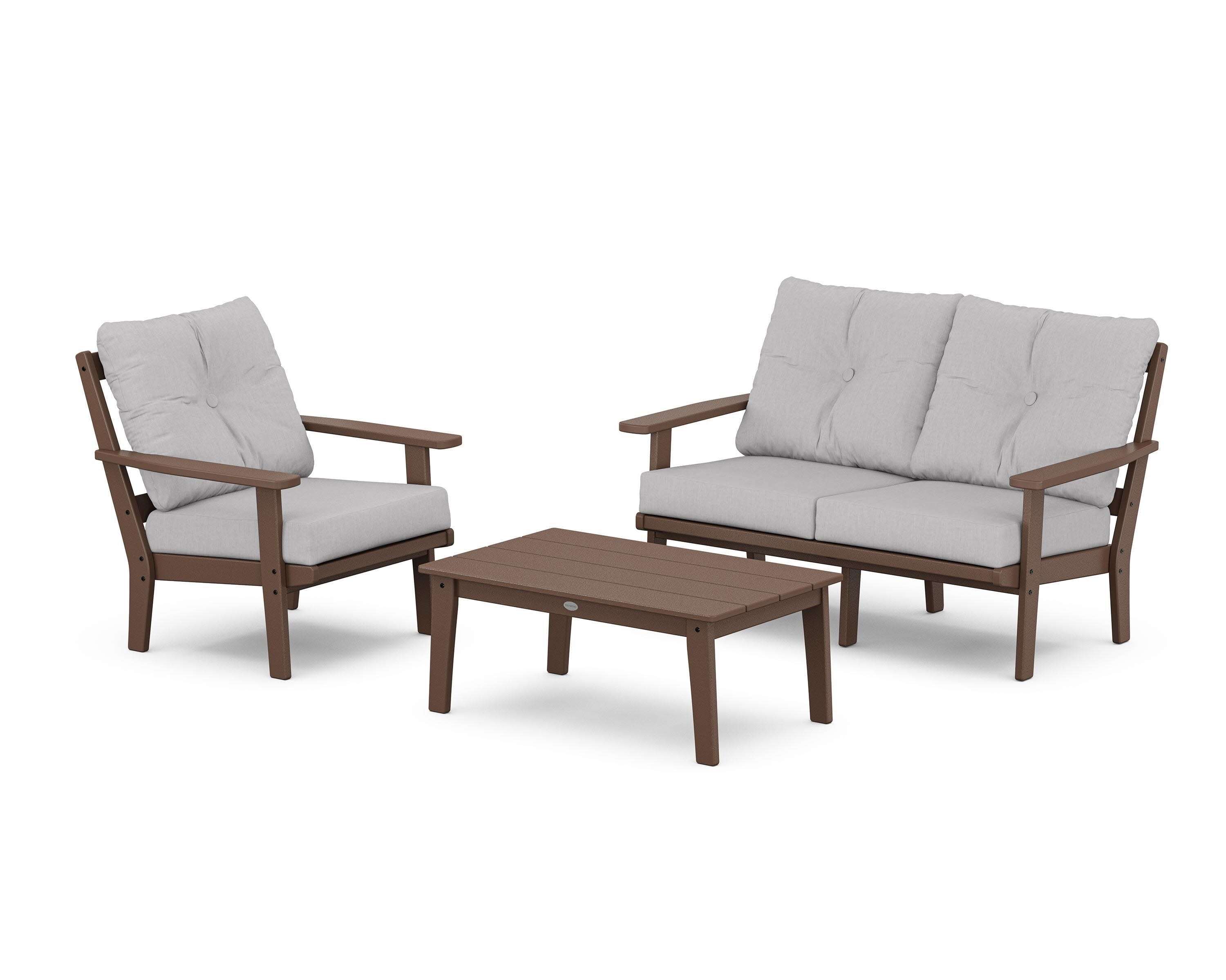 Prairie 3-Piece Deep Seating Set with Loveseat in Mahogany / Granite