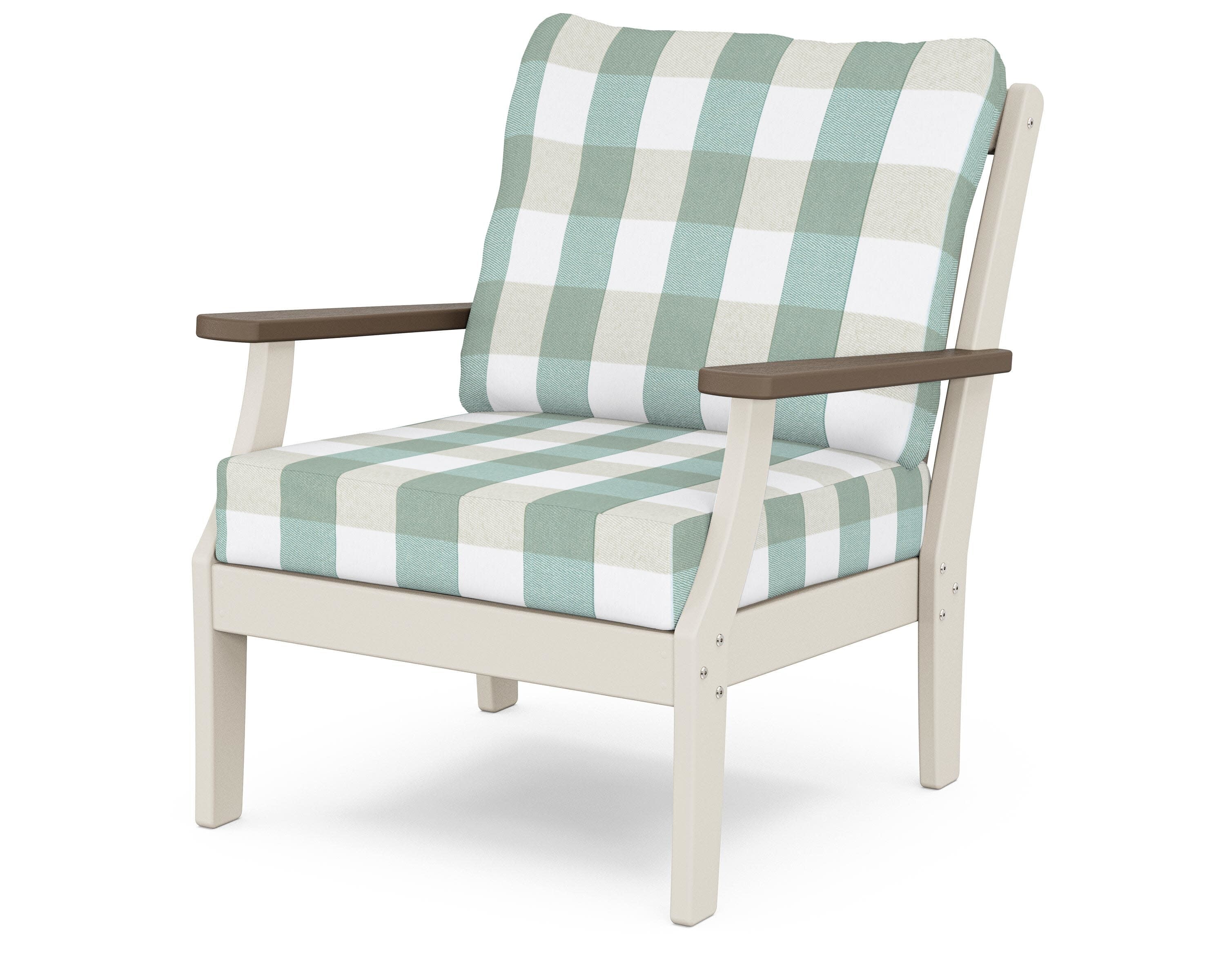Braxton Deep Seating Chair in Sand / Kona / Buffalo Plaid Glacier Spa