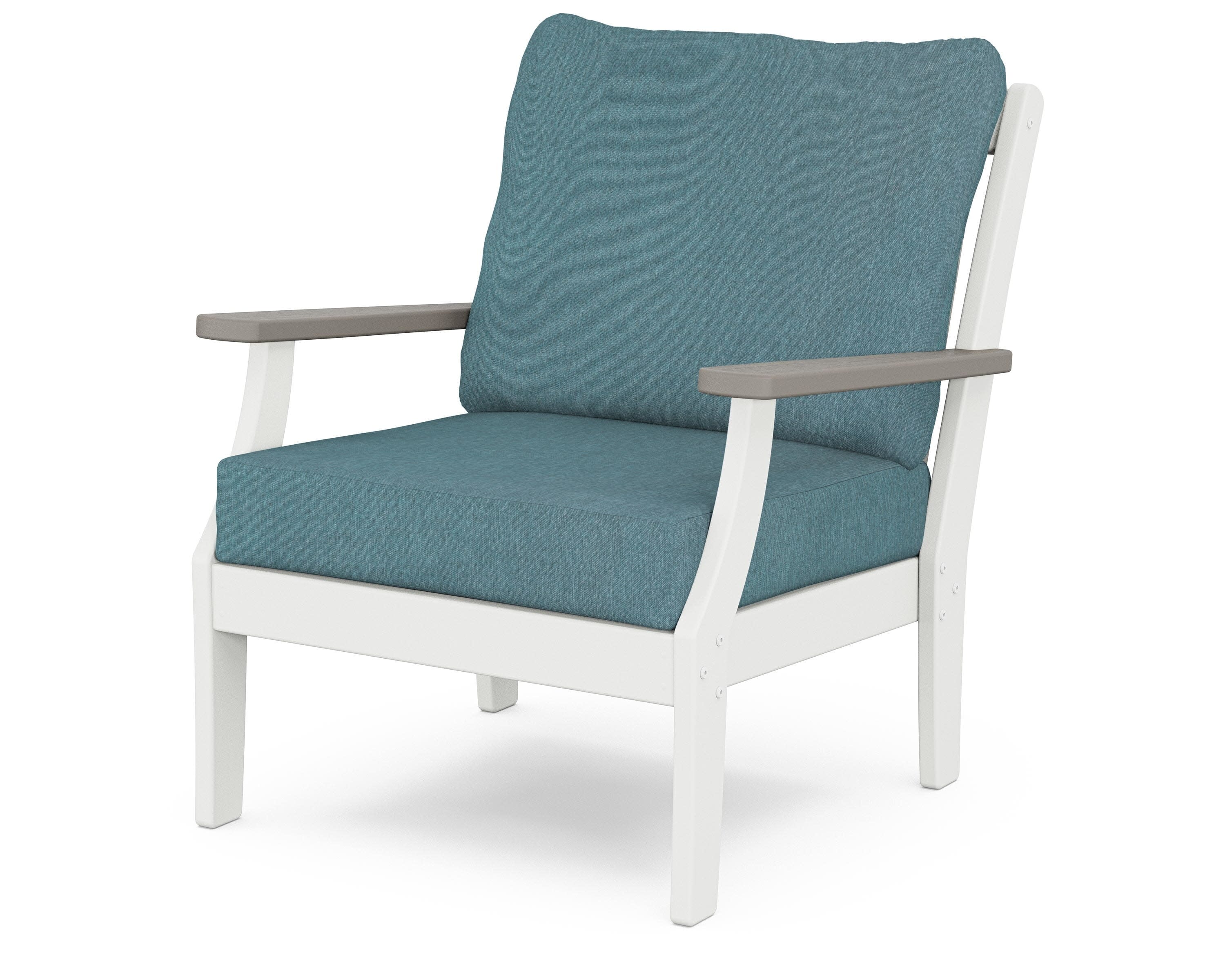 Braxton Deep Seating Chair in White / Driftwood / Ocean Teal