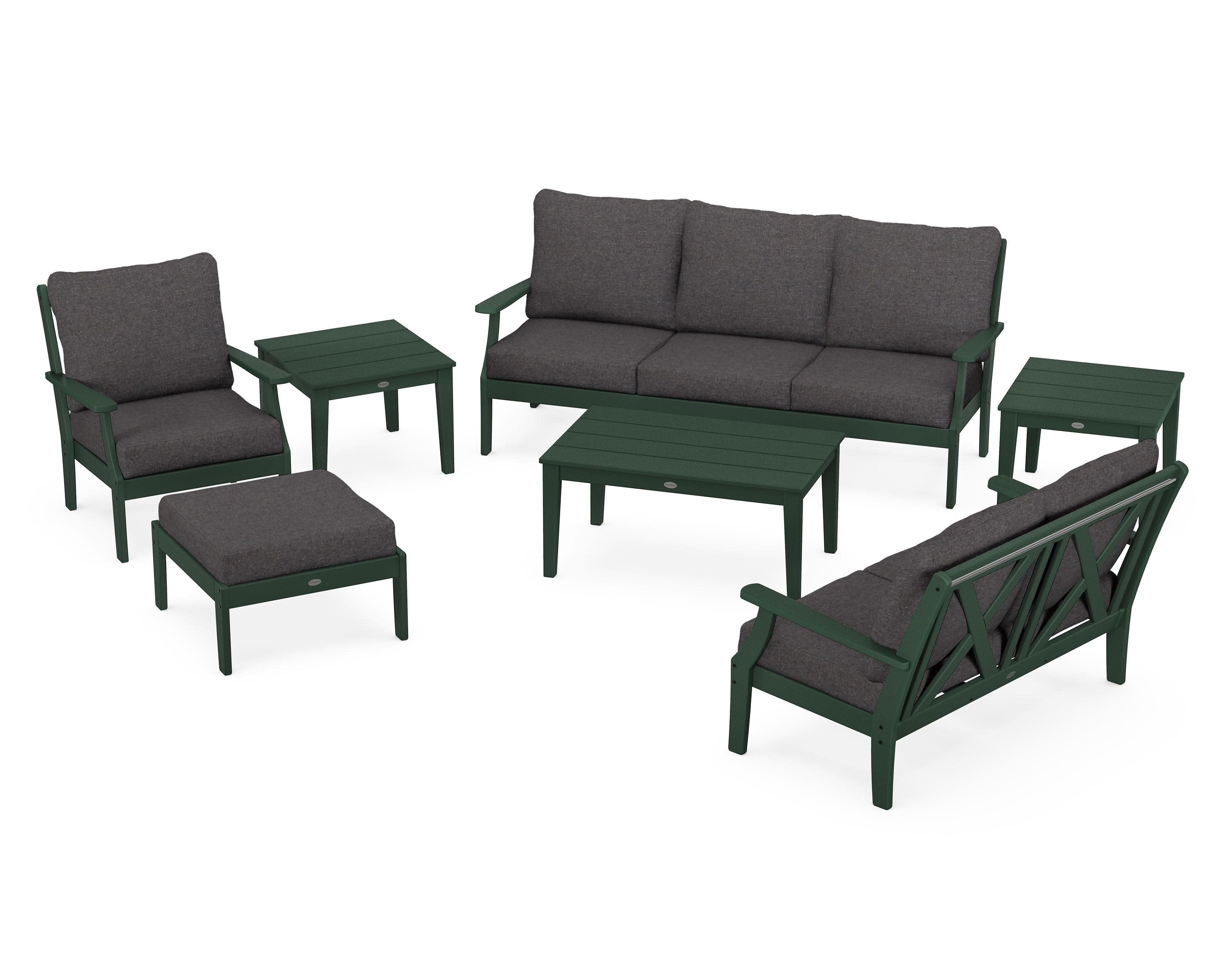 Braxton 7-Piece Deep Seating Set in Green / Ash Charcoal