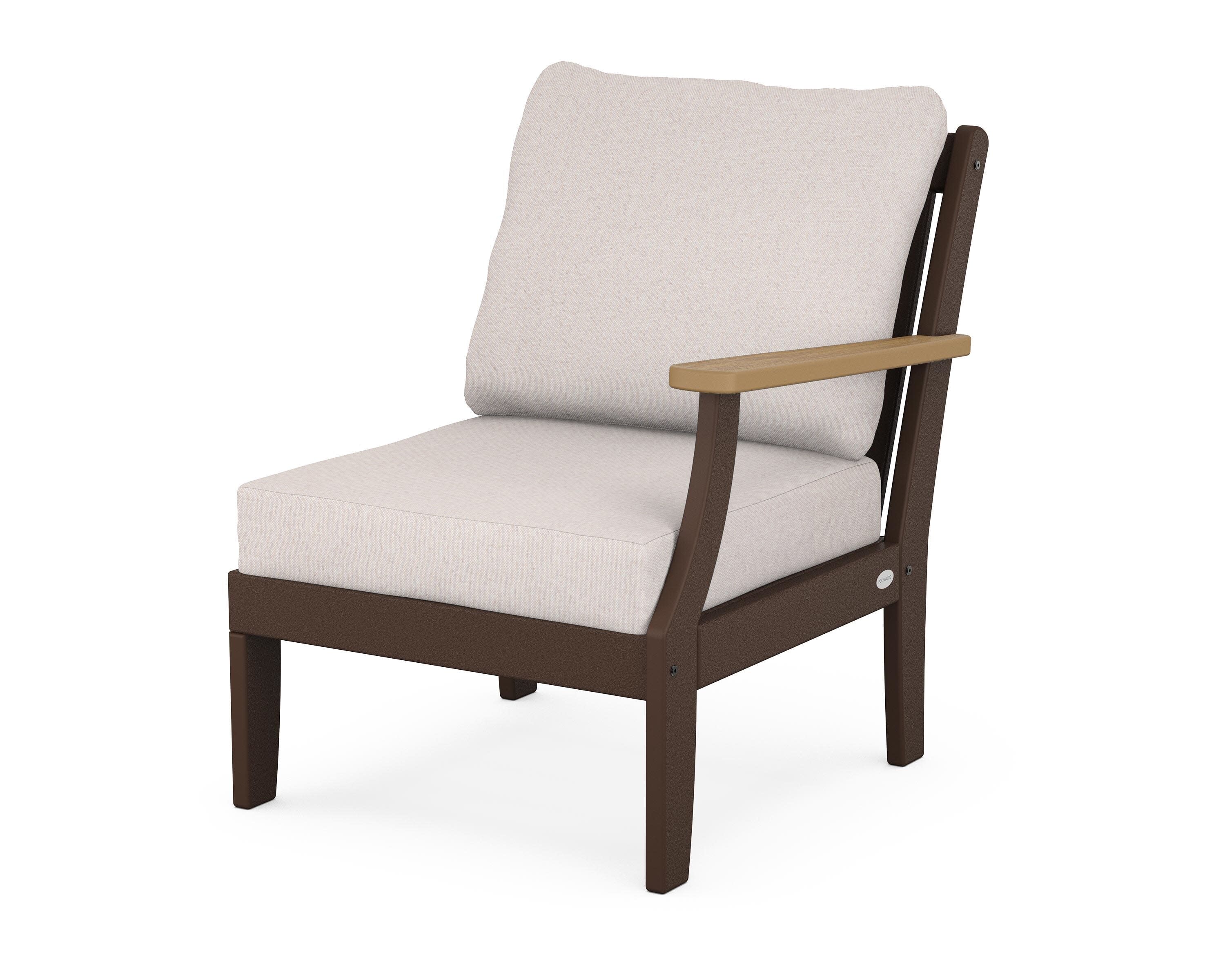 Braxton Modular Right Arm Chair in Mahogany / Natural / Dune Burlap