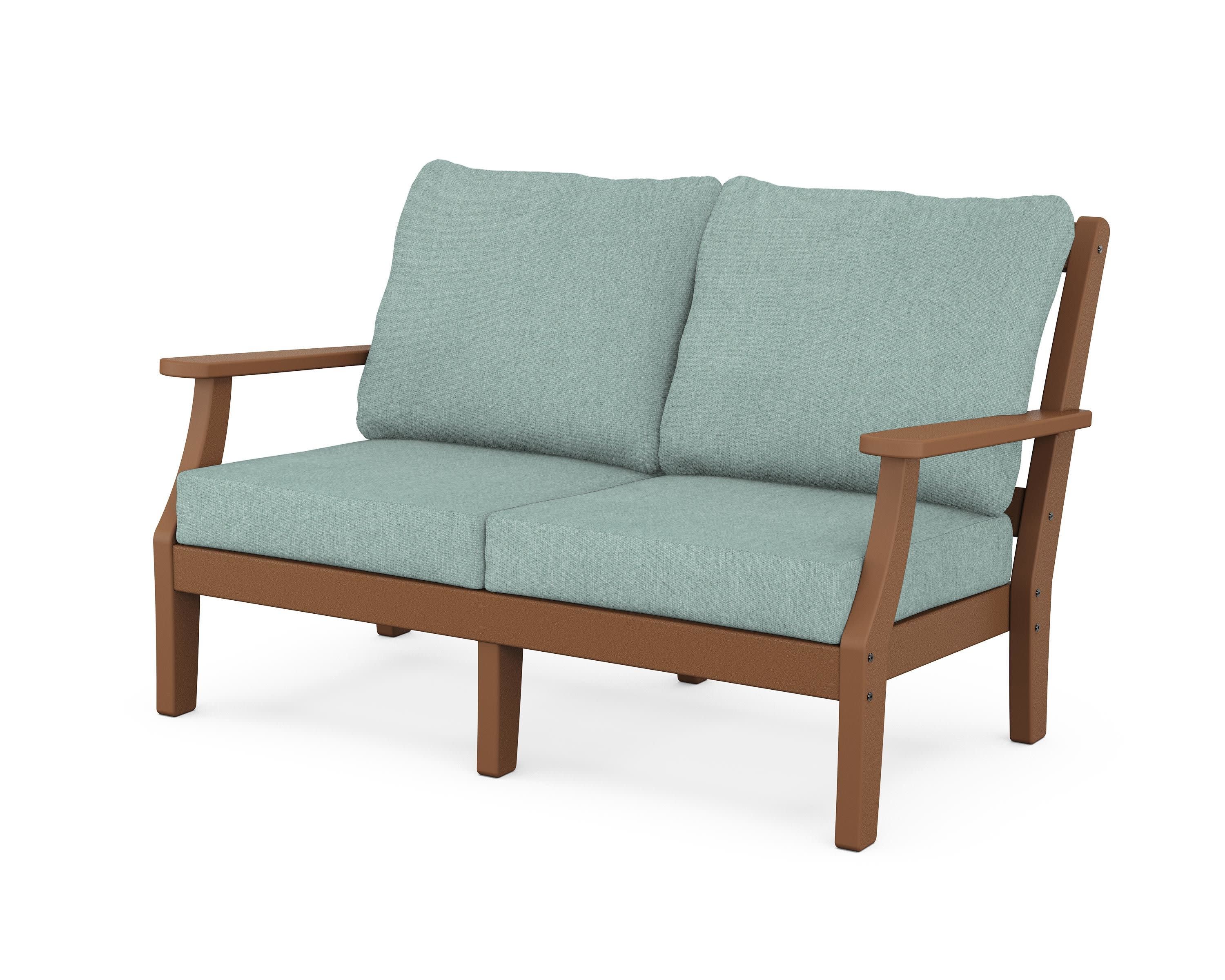 Chinoiserie Deep Seating Loveseat in Teak / Glacier Spa