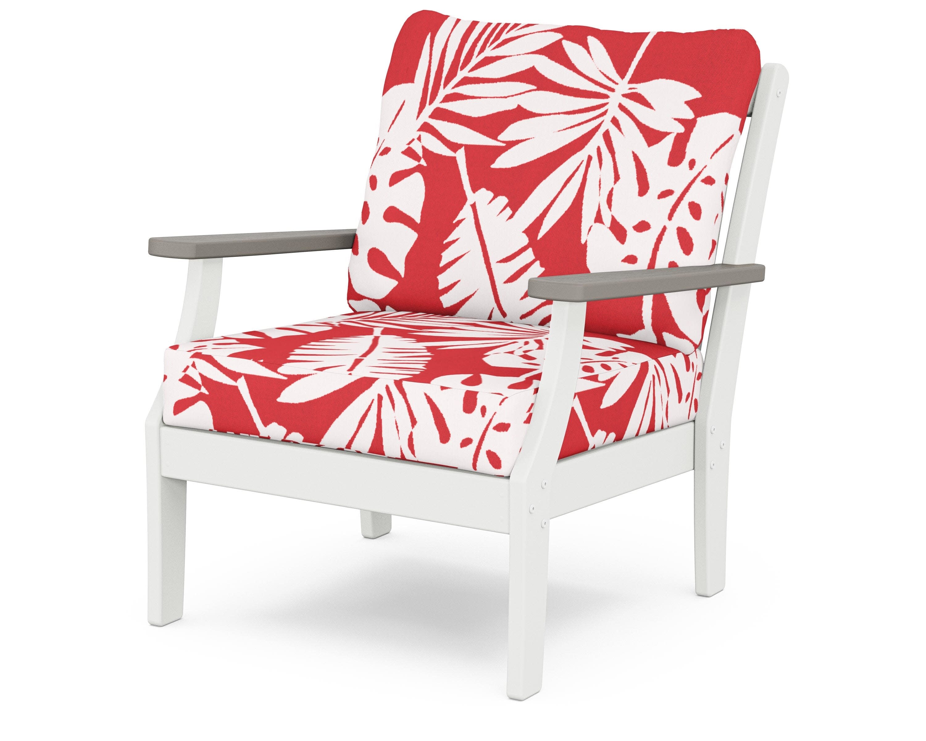 Braxton Deep Seating Chair in White / Driftwood / Leaf Crimson