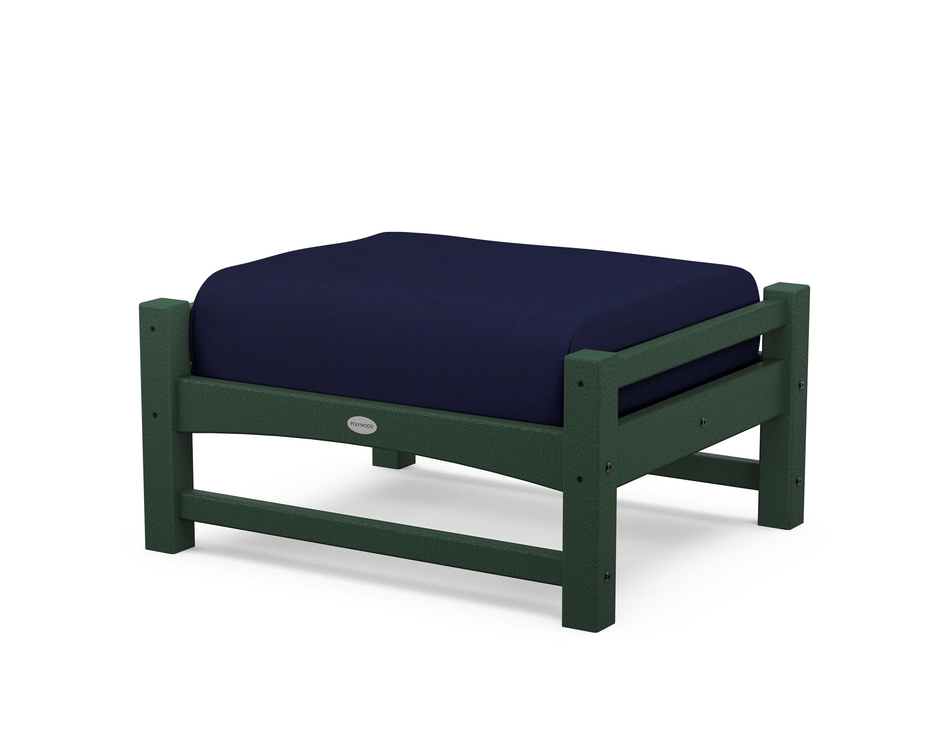 Club Ottoman in Green / Navy
