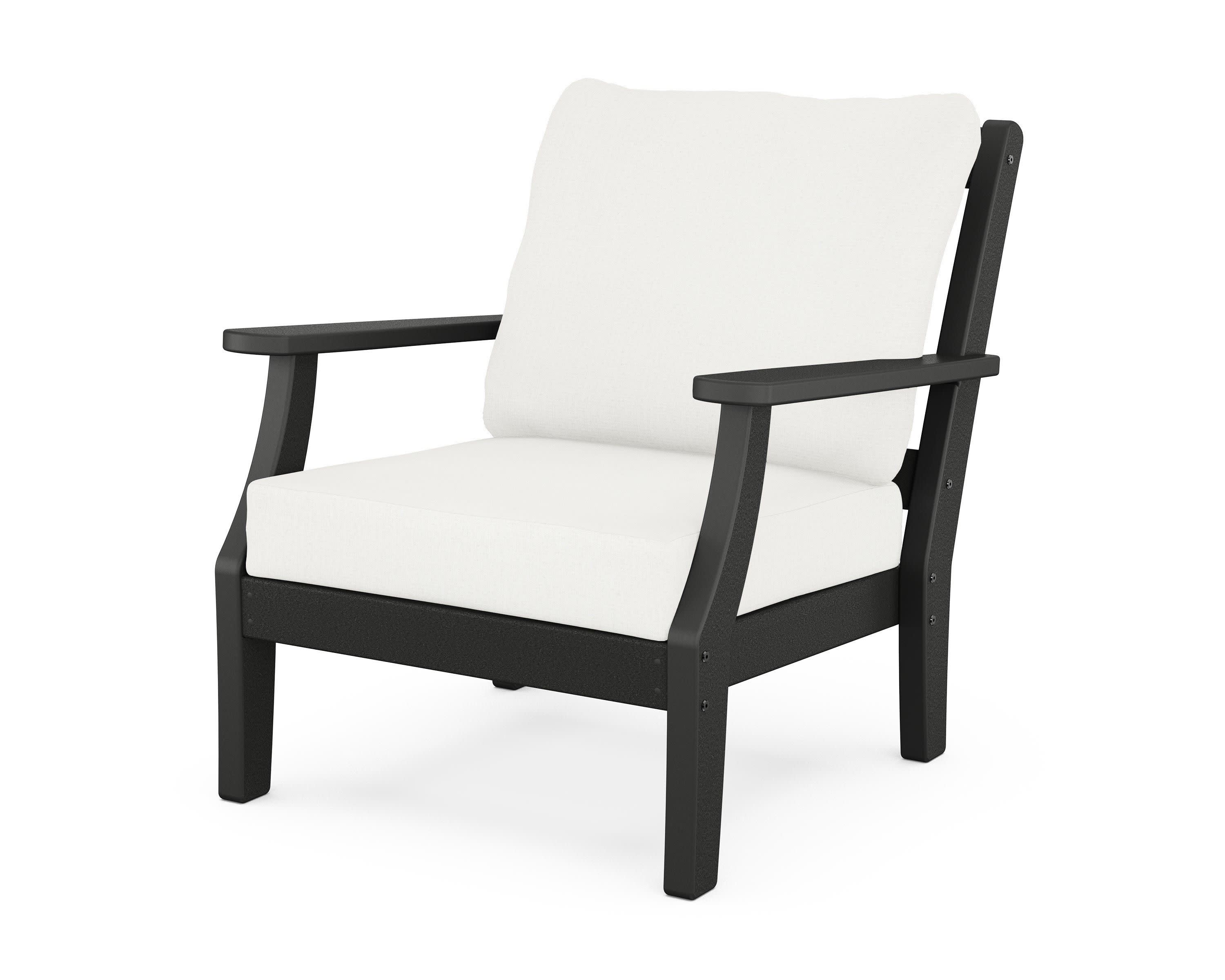 Chinoiserie Deep Seating Chair in Black / Natural Linen