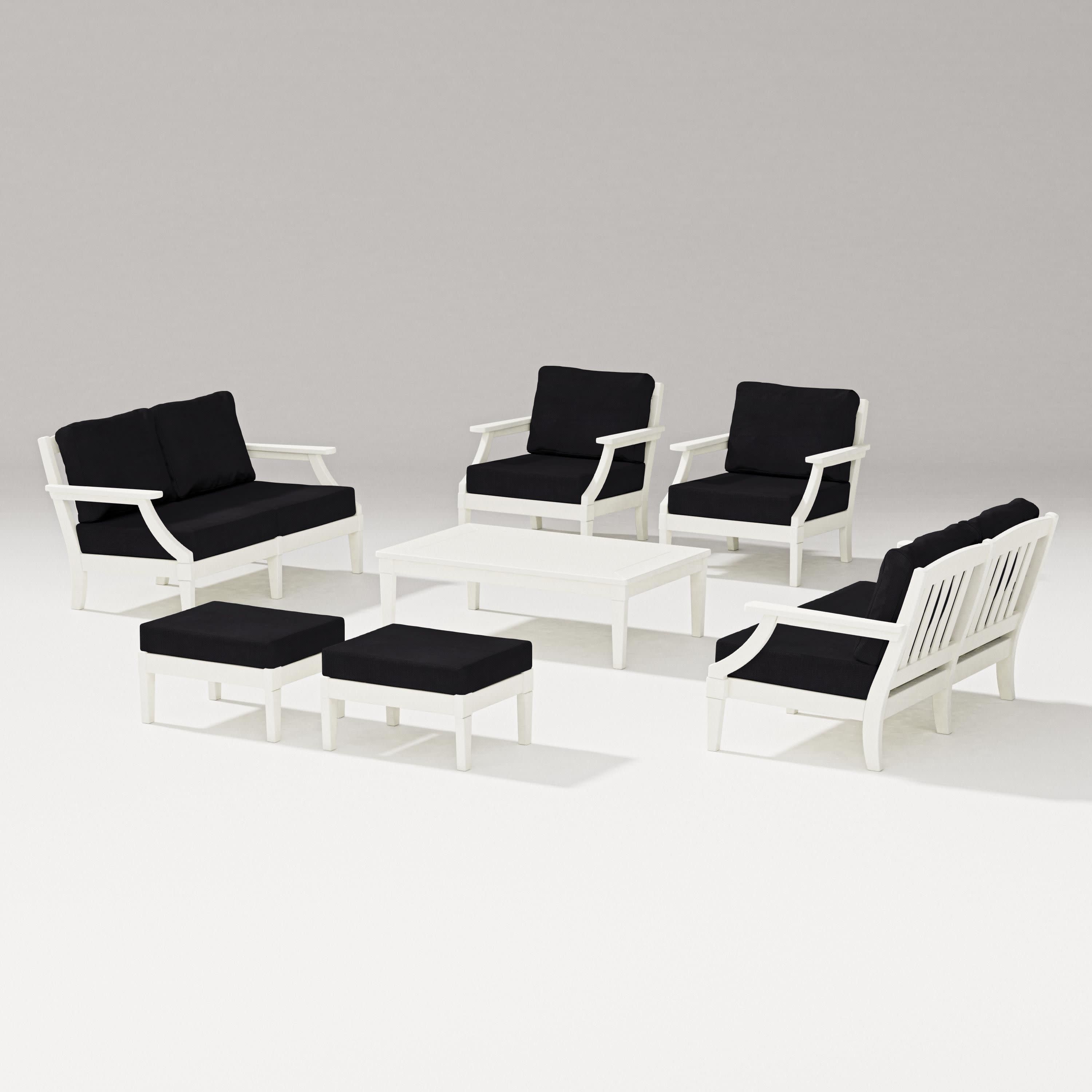 Estate 7-Piece Lounge Loveseat Set in Vintage White / Midnight Linen