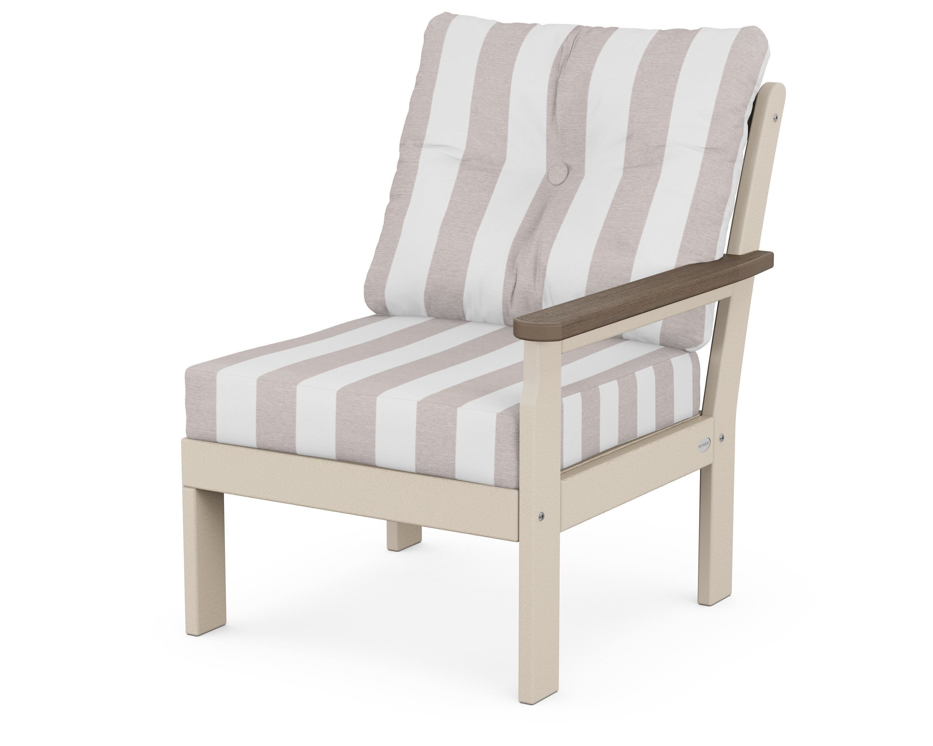 Vineyard Modular Right Arm Chair in Sand / Kona / Cabana Stripe Dune Burlap