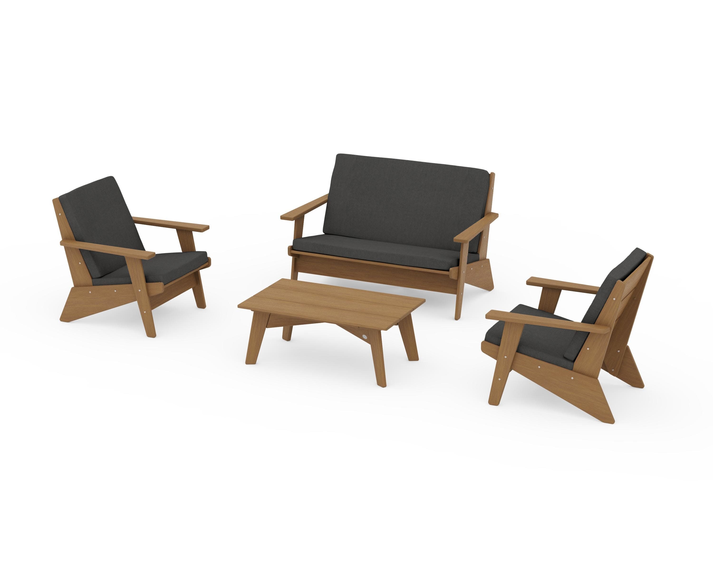 Riviera Modern Lounge 4-Piece Set in Natural / Spectrum Carbon
