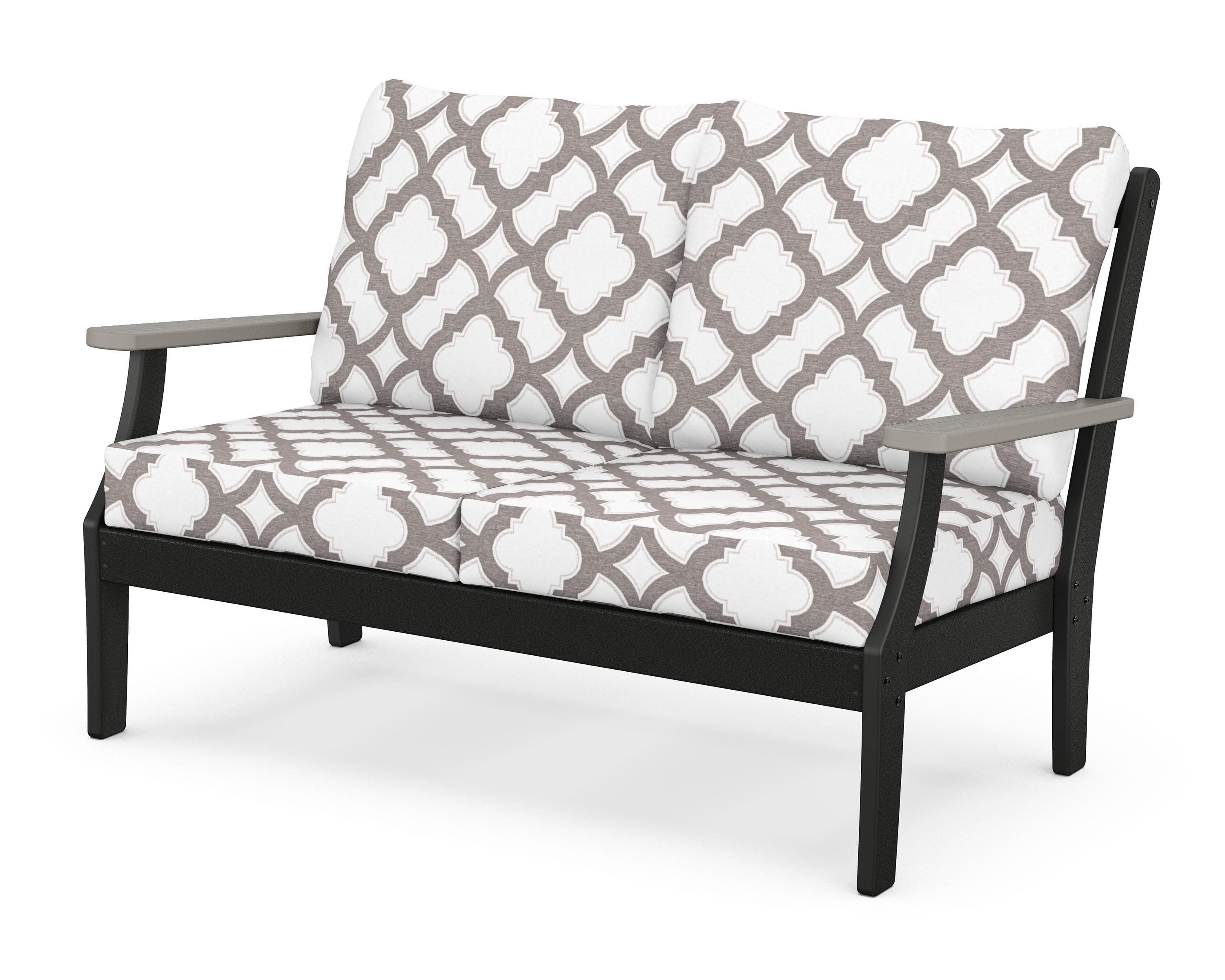 Braxton Deep Seating Loveseat in Black / Driftwood / Trellis Grey Mist