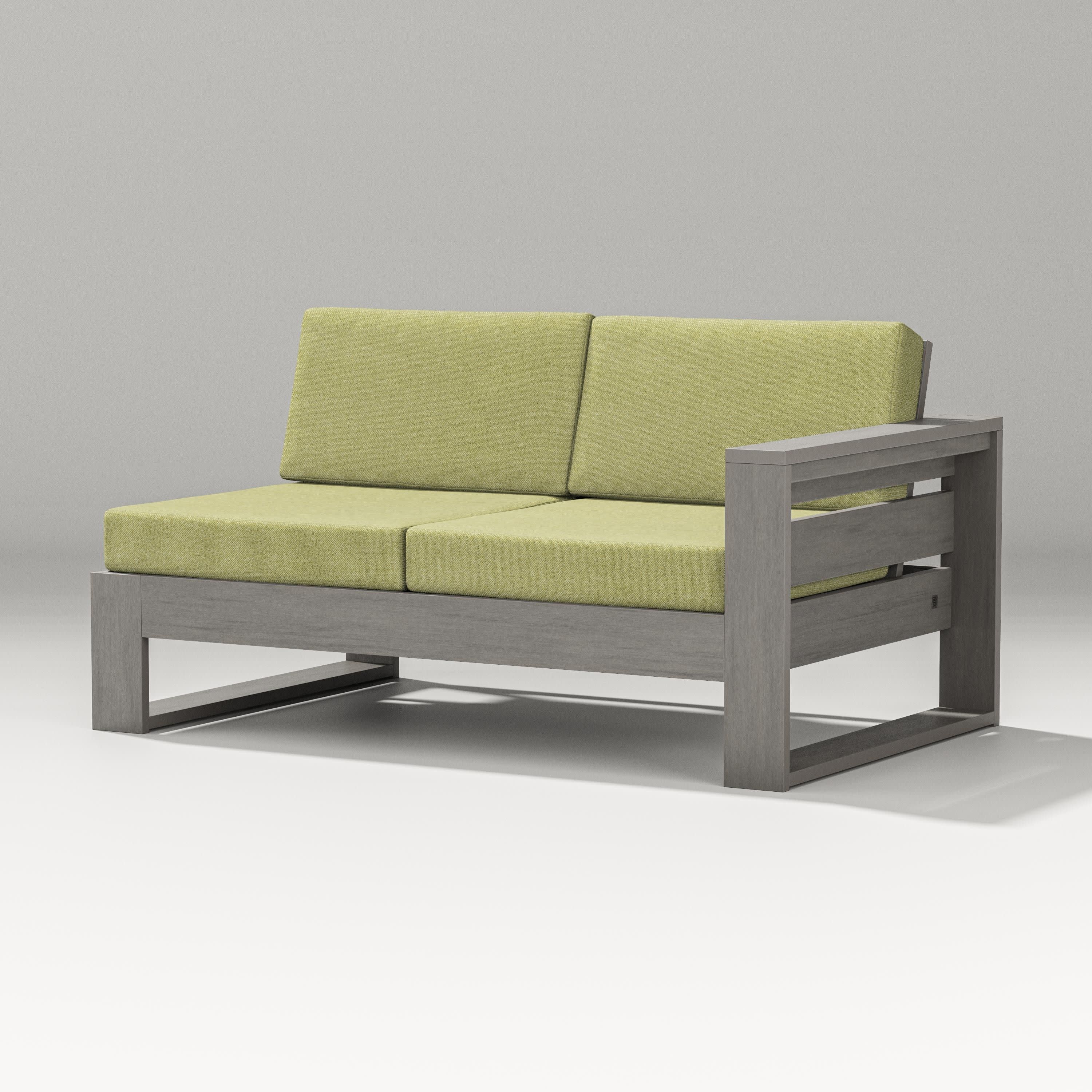 Latitude Modular Right Arm Loveseat in Driftwood / Chartreuse Boucle