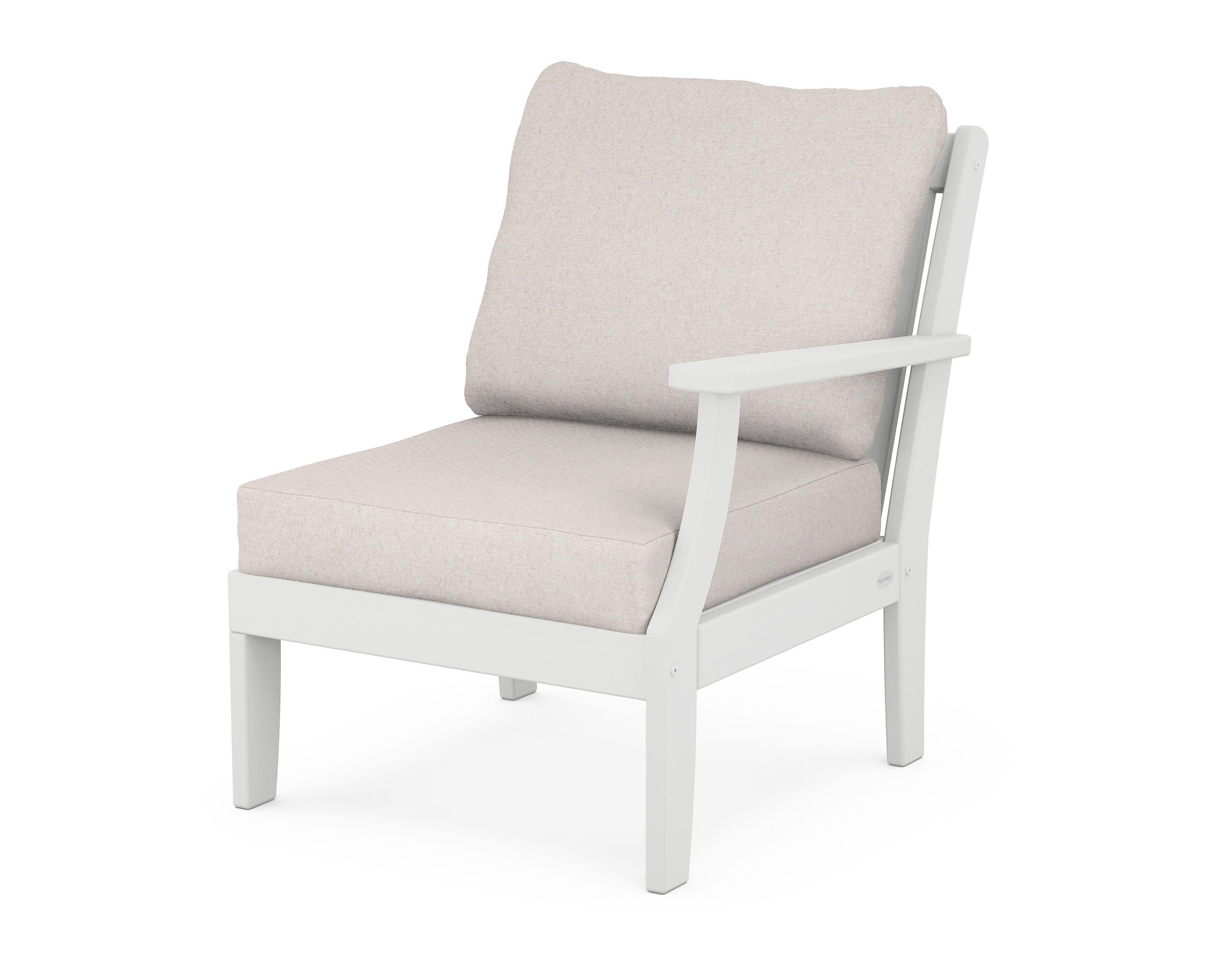 Braxton Modular Right Arm Chair in White / Dune Burlap