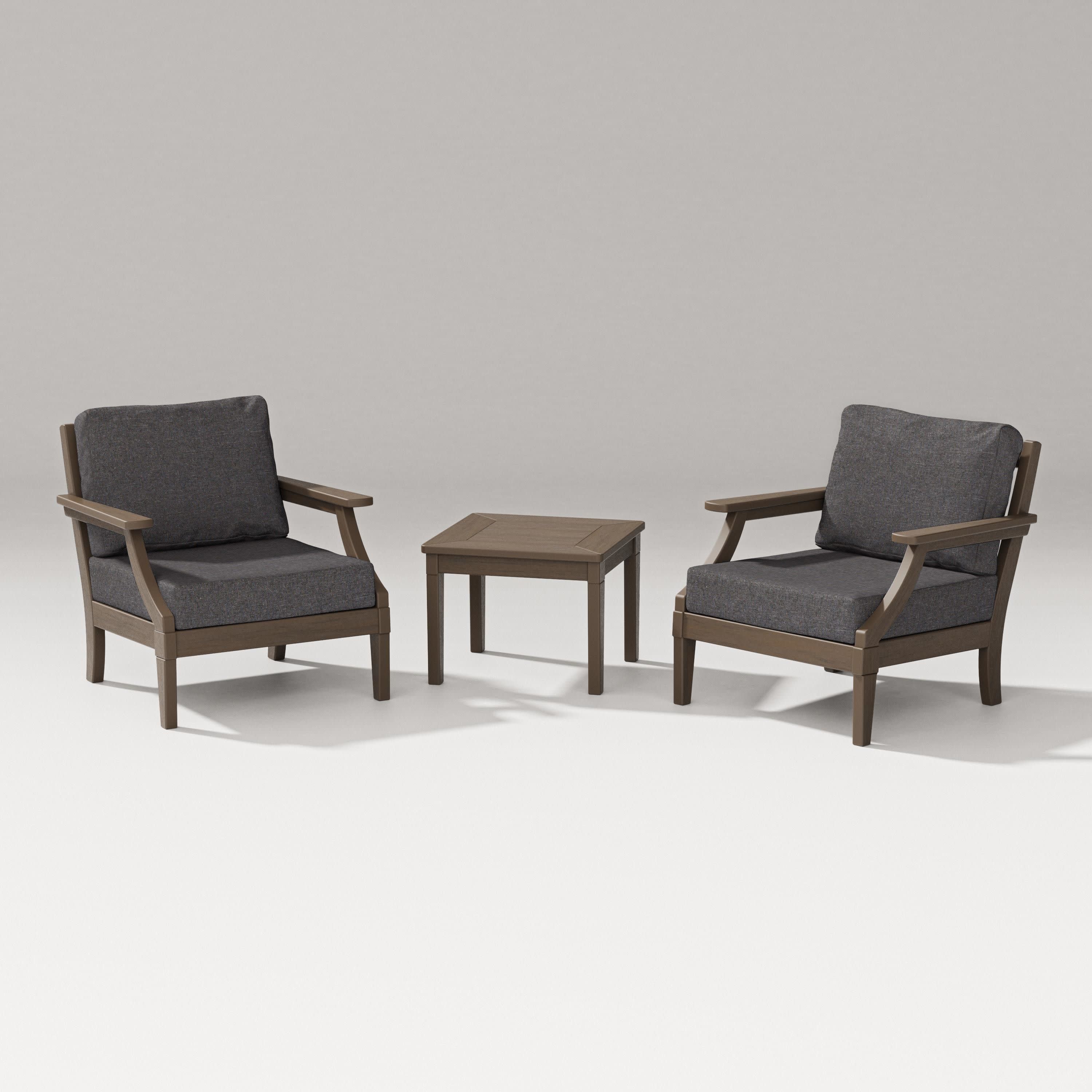 Estate 3-Piece Lounge Chair Set in Kona / Ash Charcoal