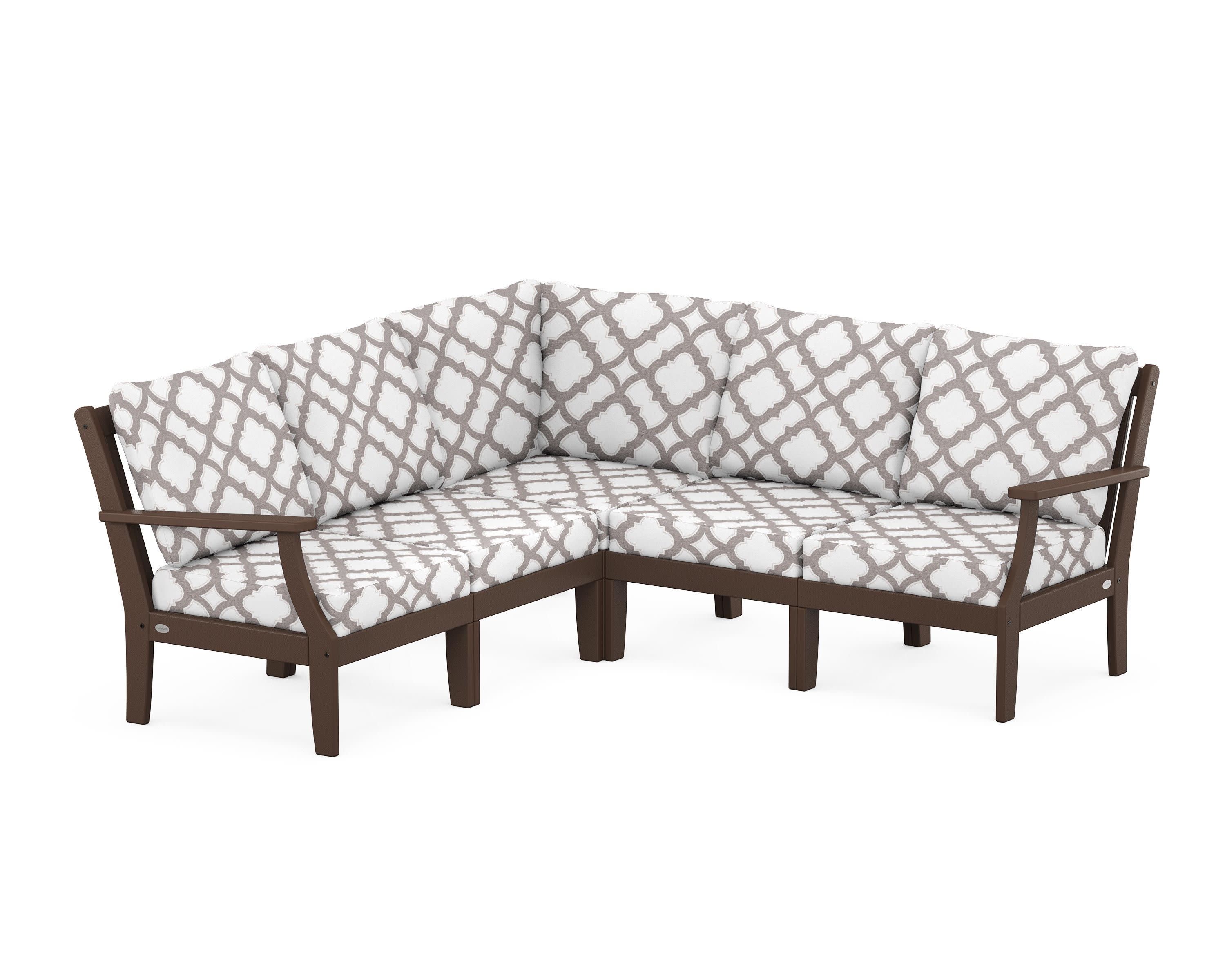 Braxton Modular 5-Piece Deep Seating Set in Mahogany / Trellis Grey Mist