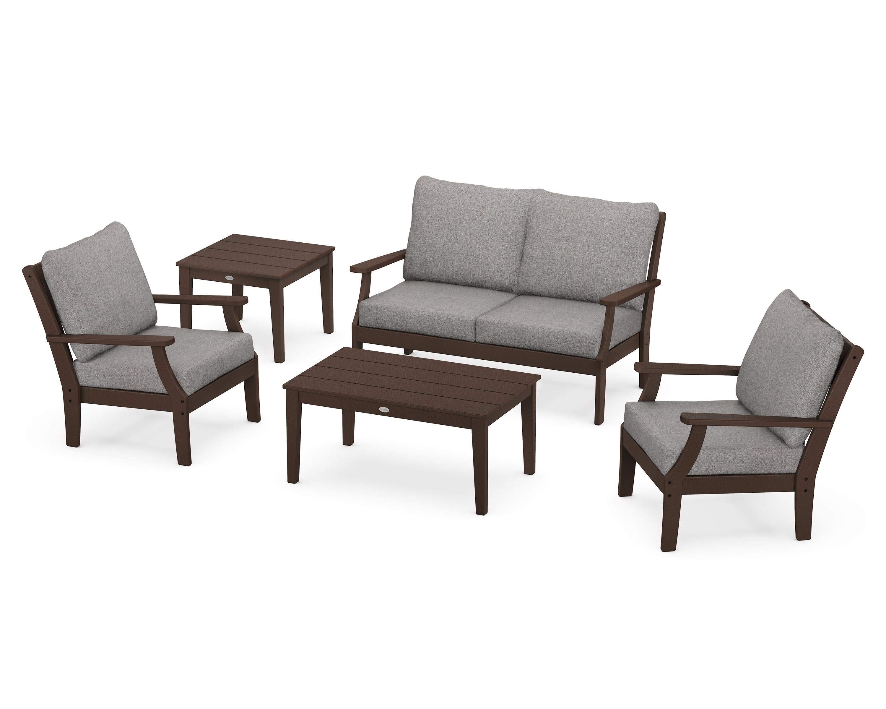 Braxton 5-Piece Deep Seating Set in Mahogany / Grey Mist