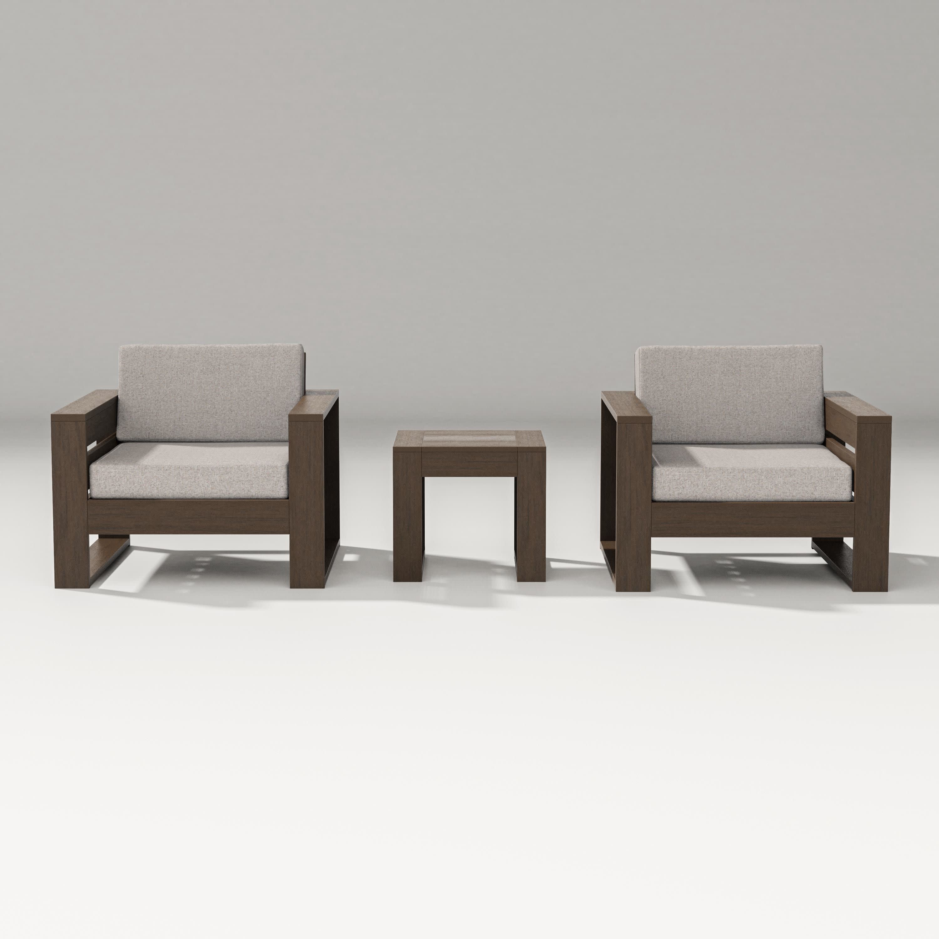 Latitude 3-Piece Lounge Chair Set in Kona / Weathered Tweed
