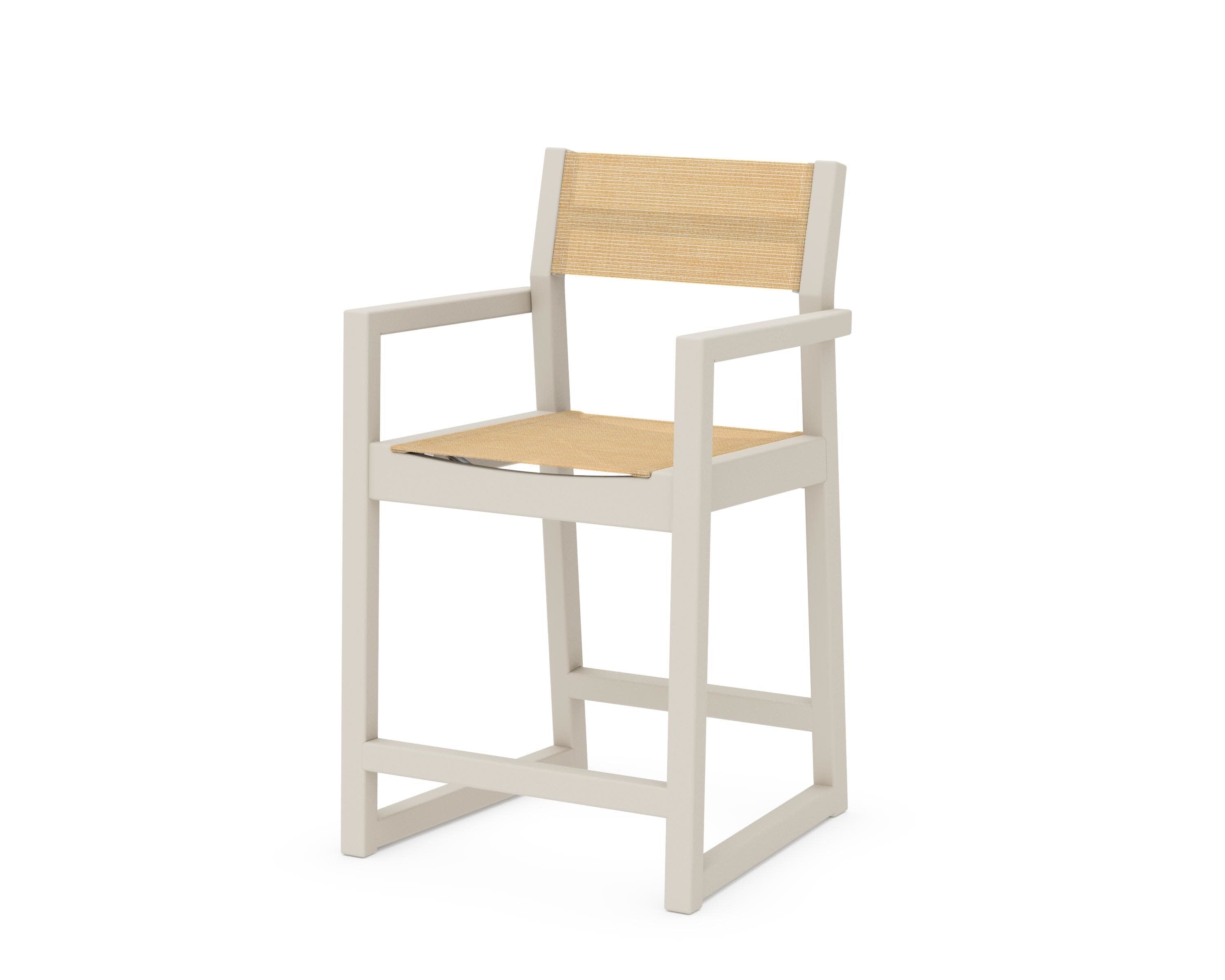 EDGE Sling Counter Arm Chair in Sand / Dupioni Apricot Sling