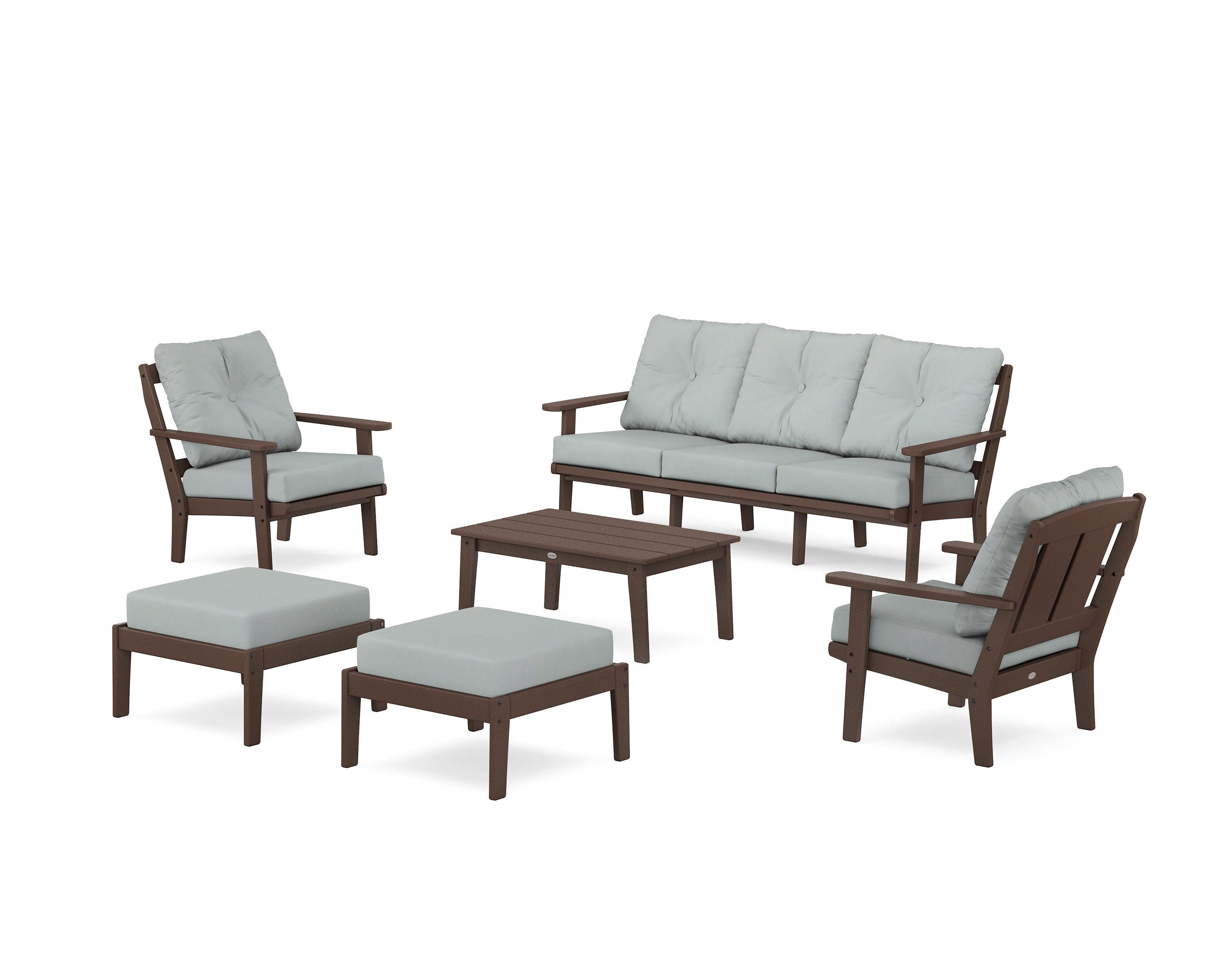 Mission 6-Piece Lounge Sofa Set in Mahogany / Spa