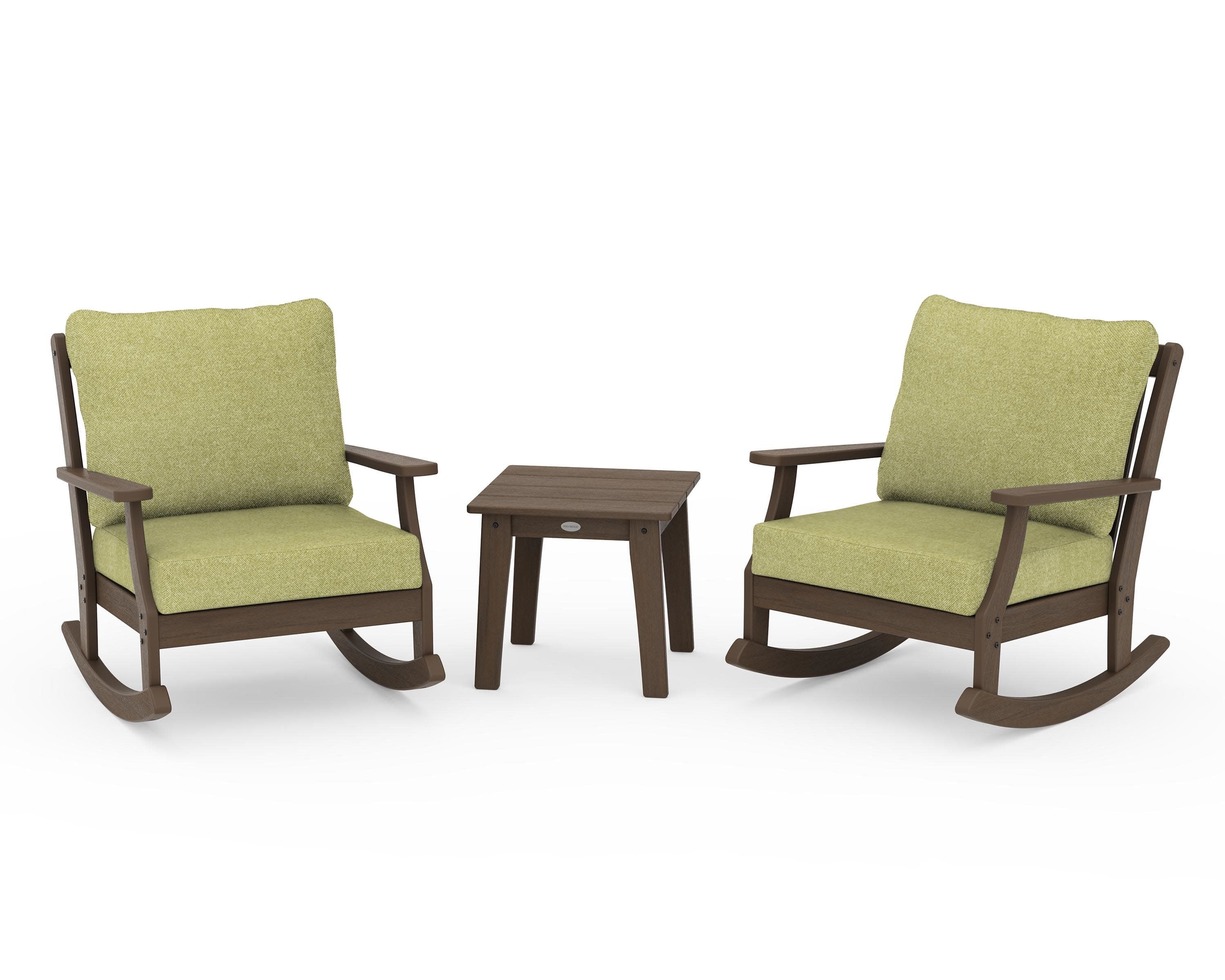Braxton 3-Piece Deep Seating Rocker Set in Kona / Chartreuse Boucle