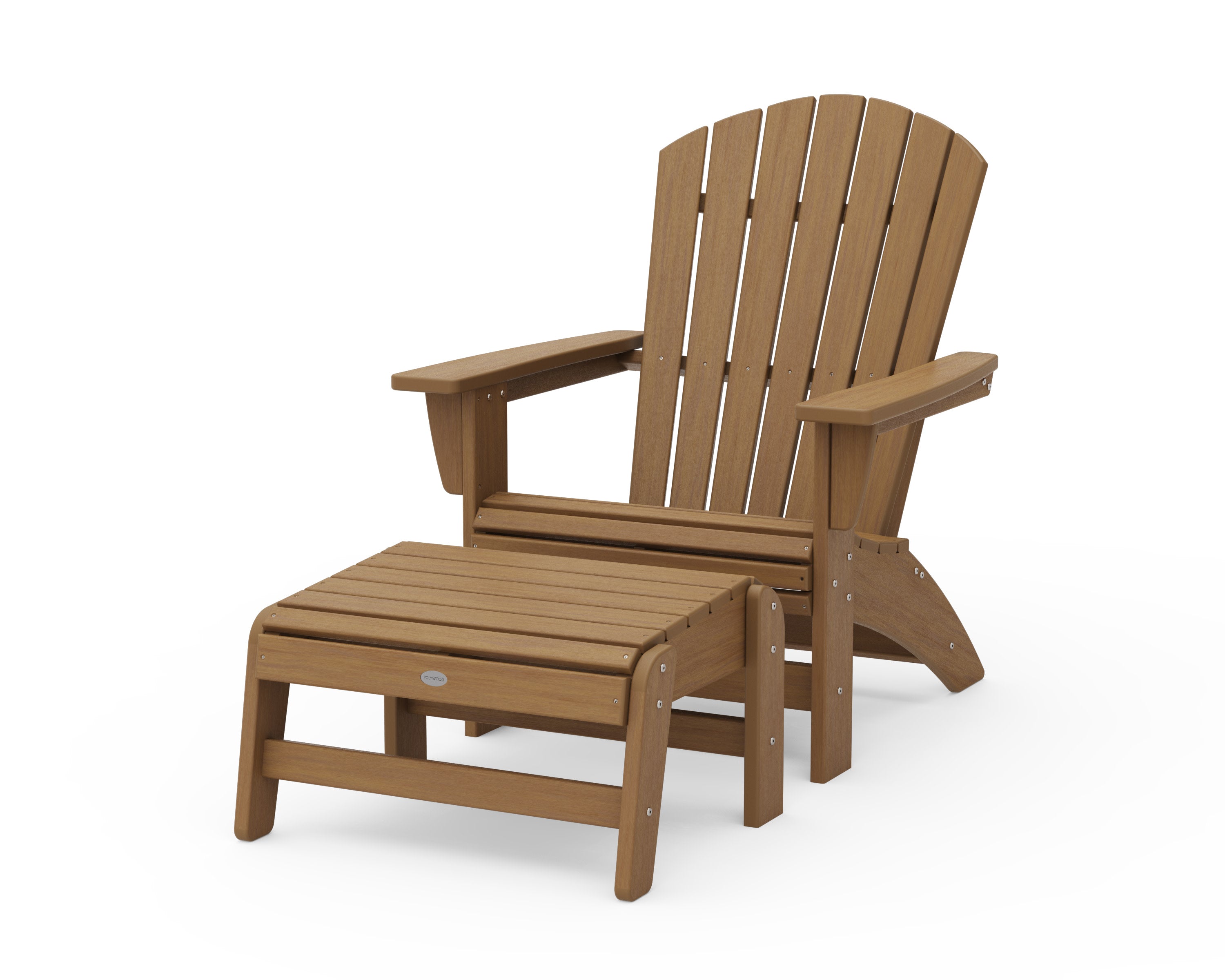 Nautical Grand Adirondack Chair with Ottoman in Natural